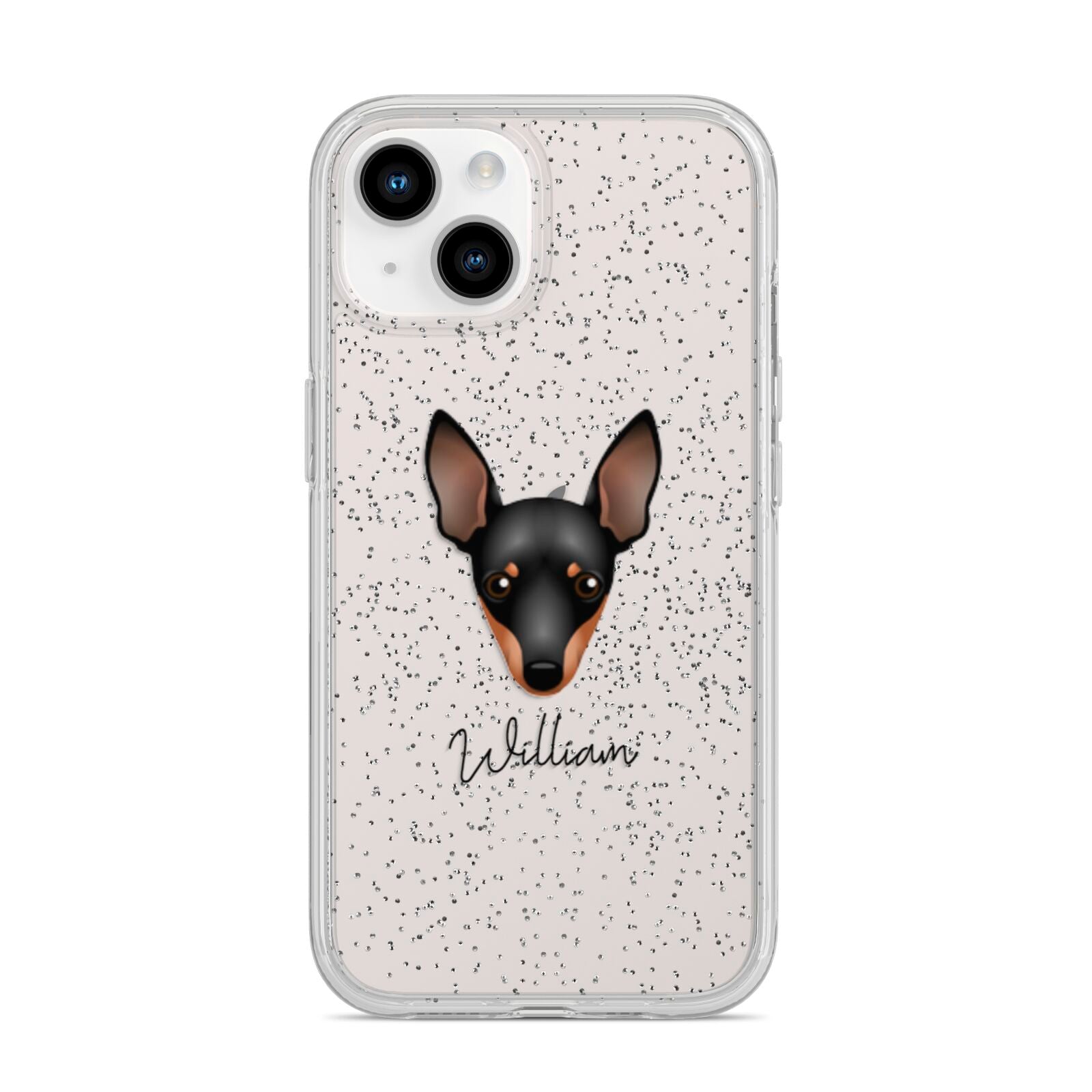 Miniature Pinscher Personalised iPhone 14 Glitter Tough Case Starlight