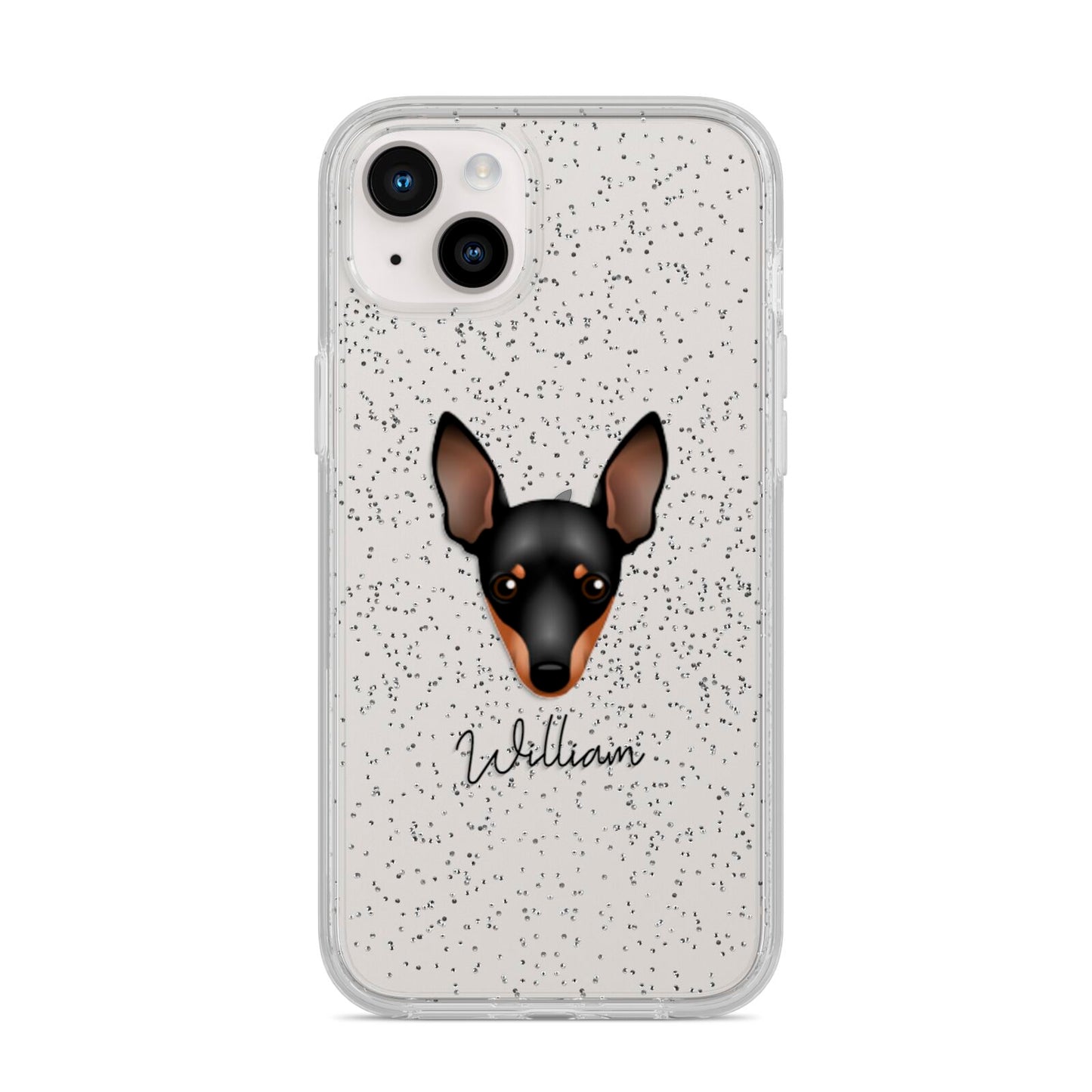 Miniature Pinscher Personalised iPhone 14 Plus Glitter Tough Case Starlight