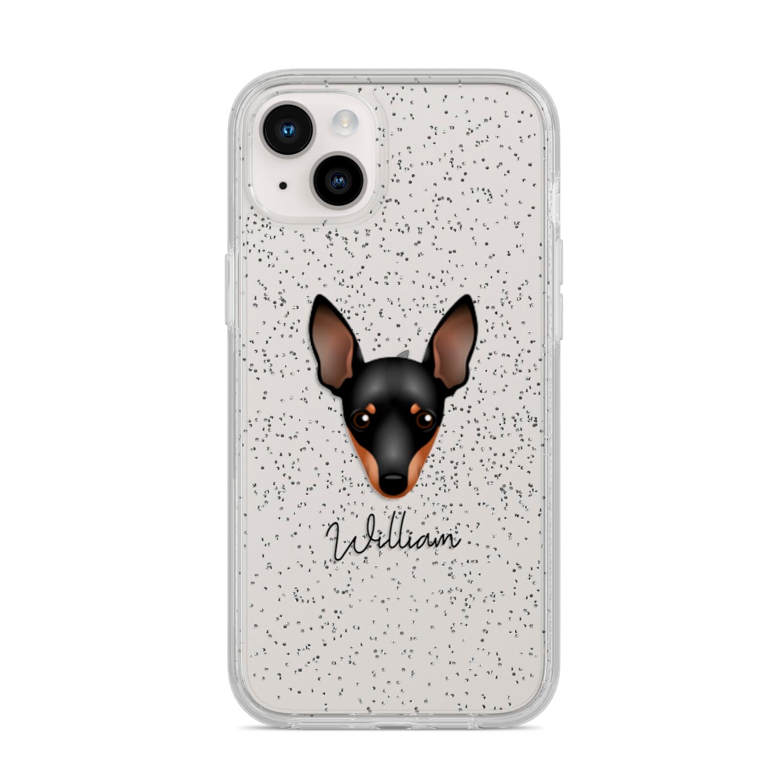 Miniature Pinscher Personalised iPhone 14 Plus Glitter Tough Case Starlight