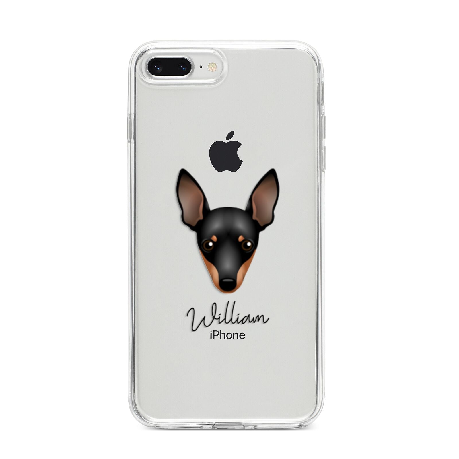 Miniature Pinscher Personalised iPhone 8 Plus Bumper Case on Silver iPhone