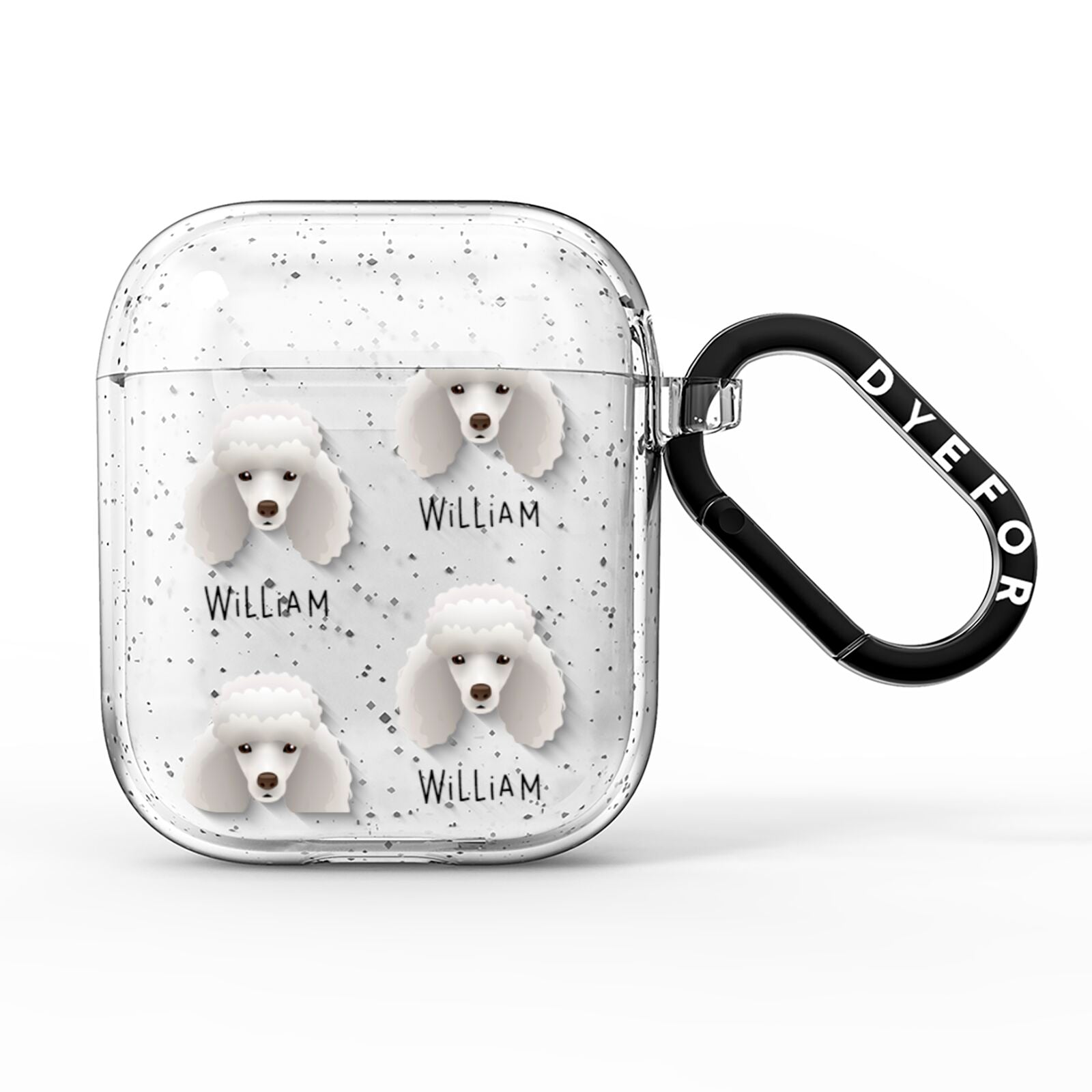 Miniature Poodle Icon with Name AirPods Glitter Case