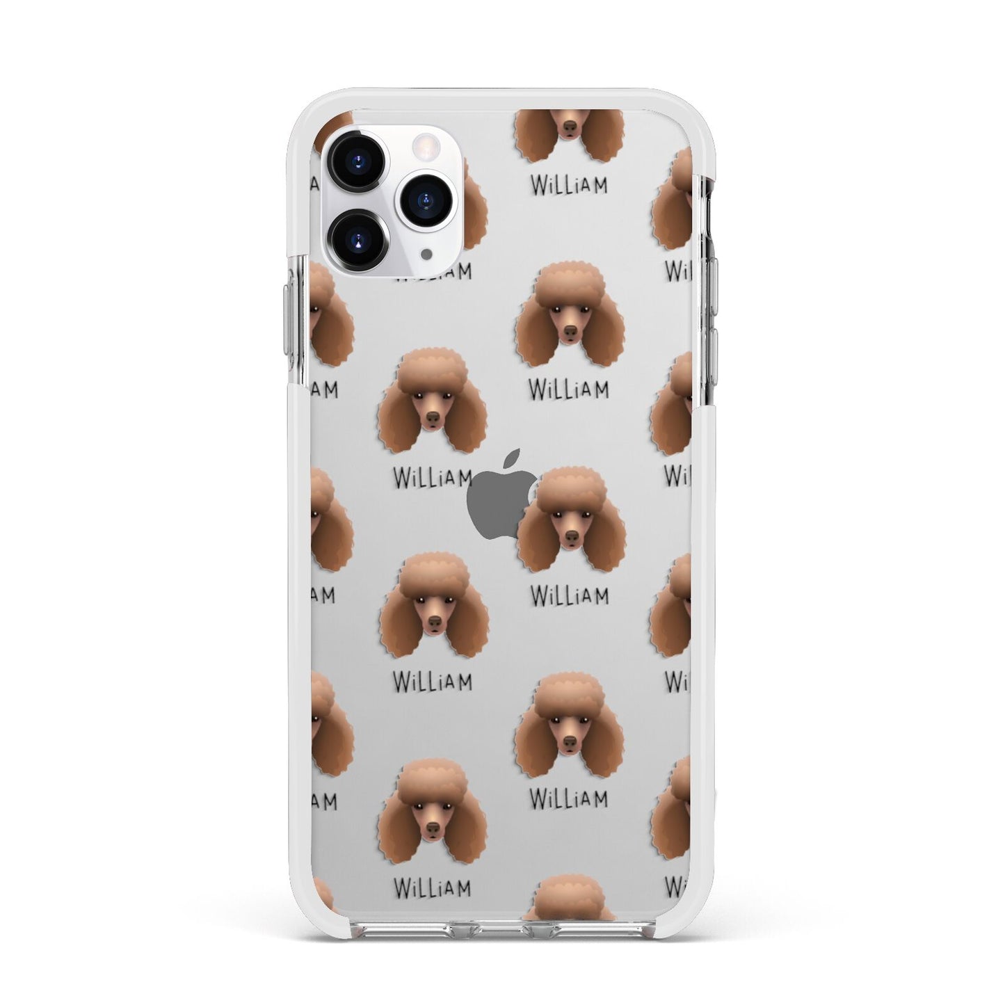 Miniature Poodle Icon with Name Apple iPhone 11 Pro Max in Silver with White Impact Case