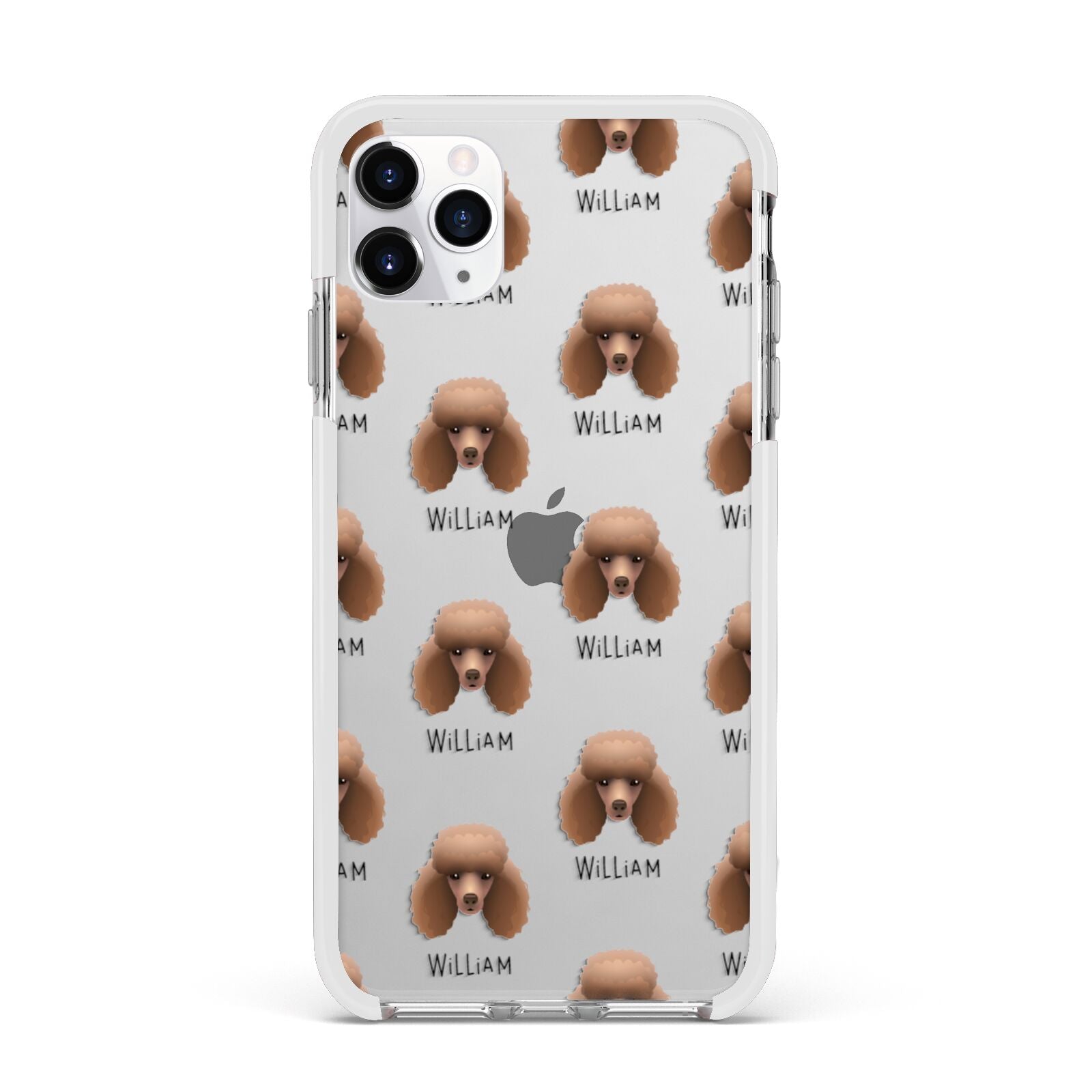 Miniature Poodle Icon with Name Apple iPhone 11 Pro Max in Silver with White Impact Case