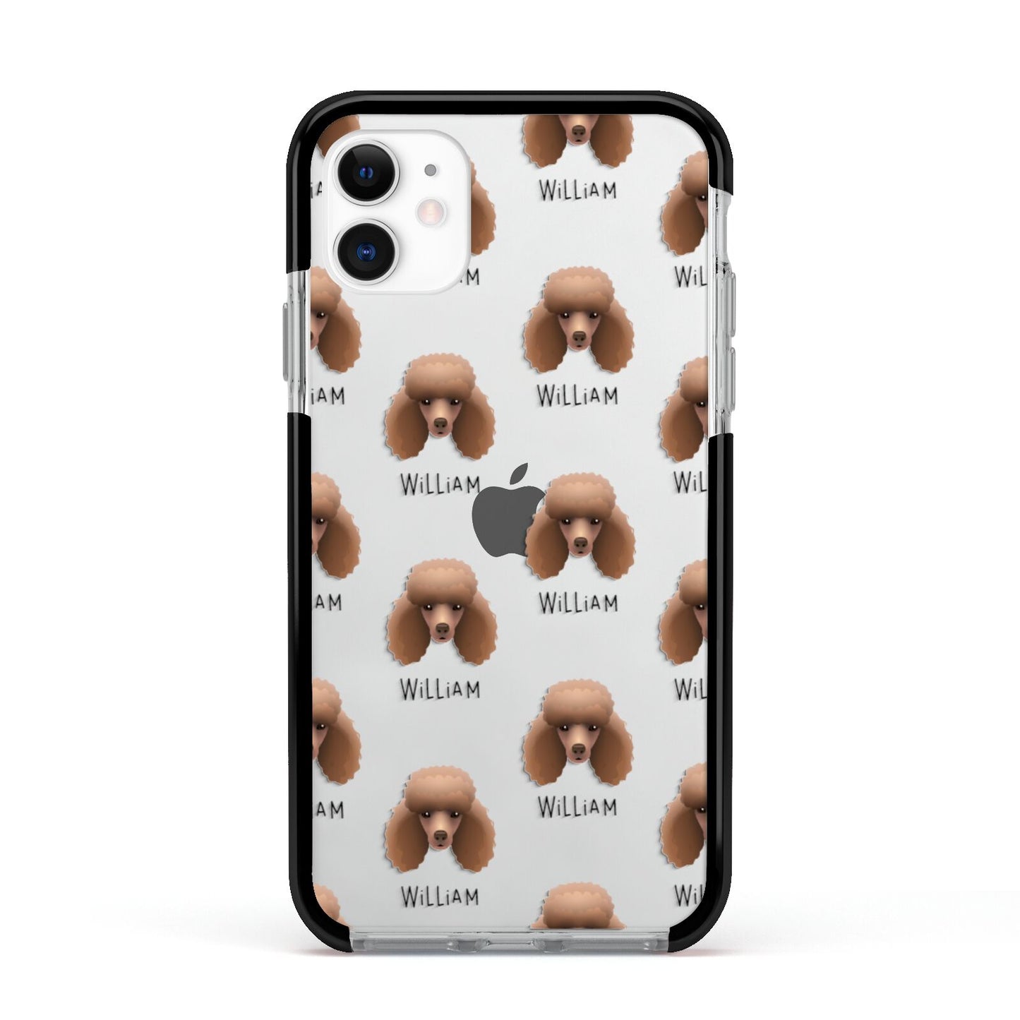 Miniature Poodle Icon with Name Apple iPhone 11 in White with Black Impact Case
