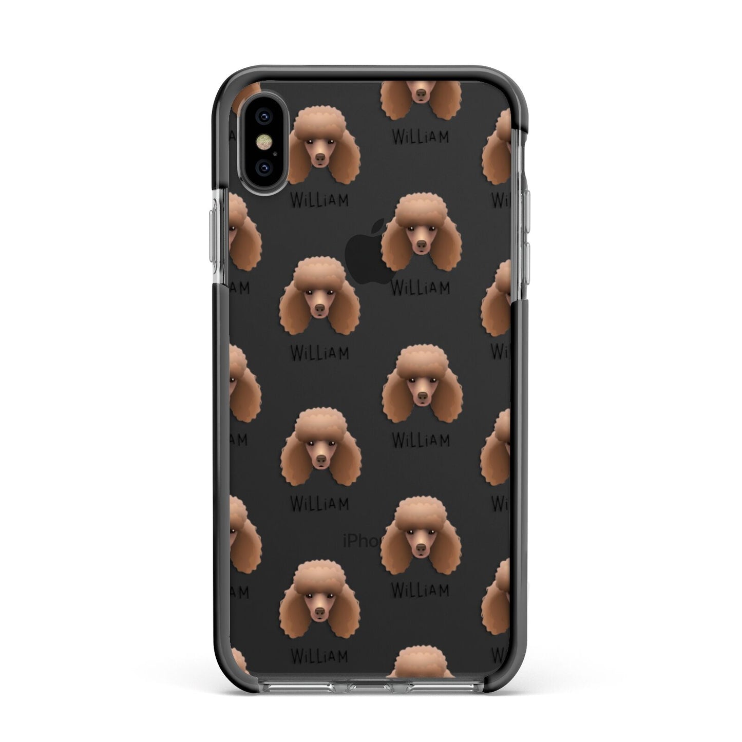 Miniature Poodle Icon with Name Apple iPhone Xs Max Impact Case Black Edge on Black Phone