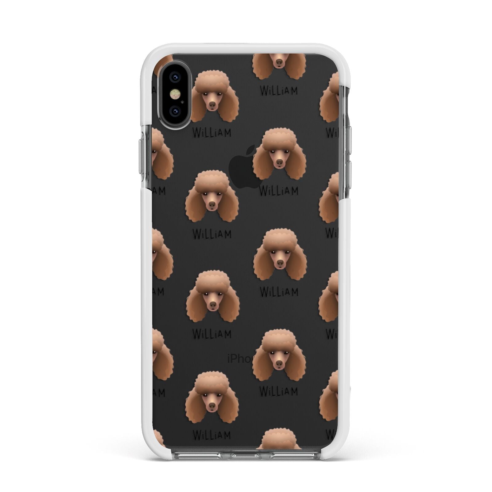Miniature Poodle Icon with Name Apple iPhone Xs Max Impact Case White Edge on Black Phone