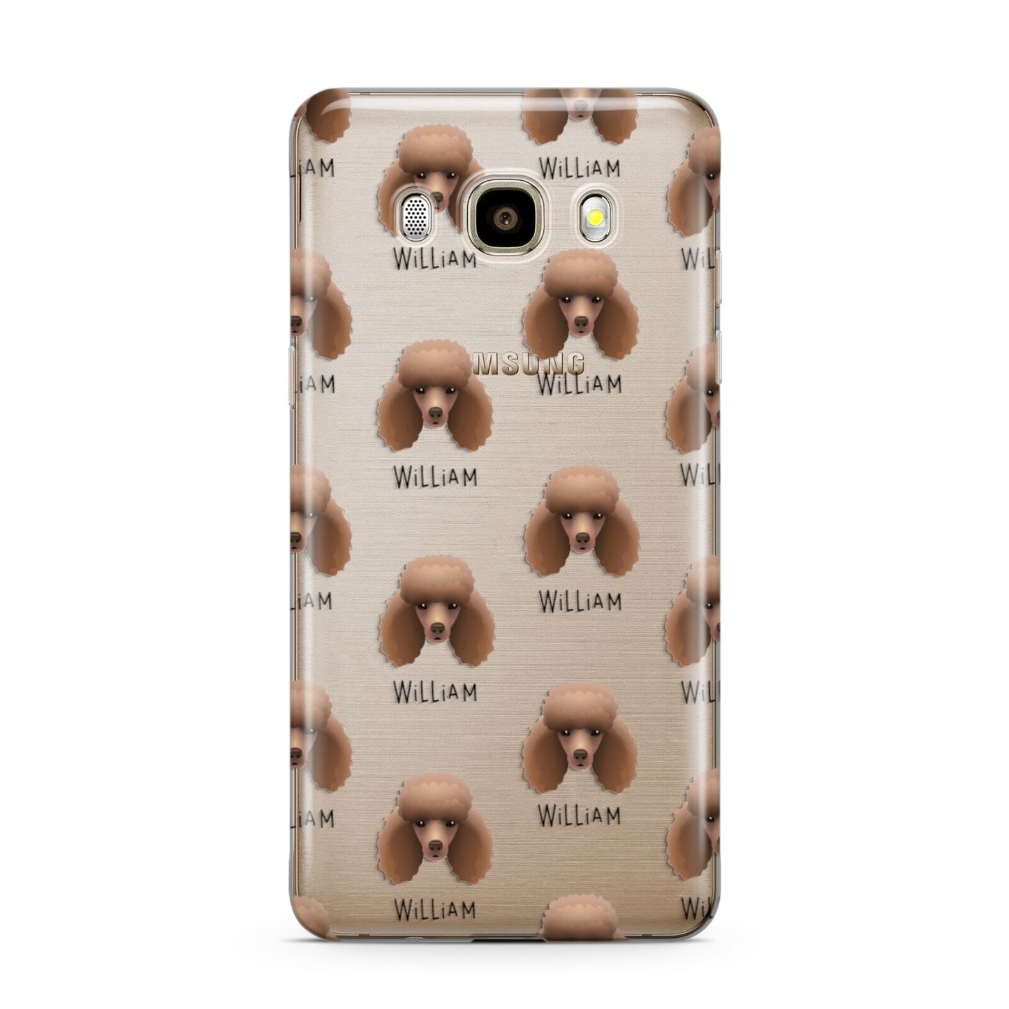Miniature Poodle Icon with Name Samsung Galaxy J7 2016 Case on gold phone