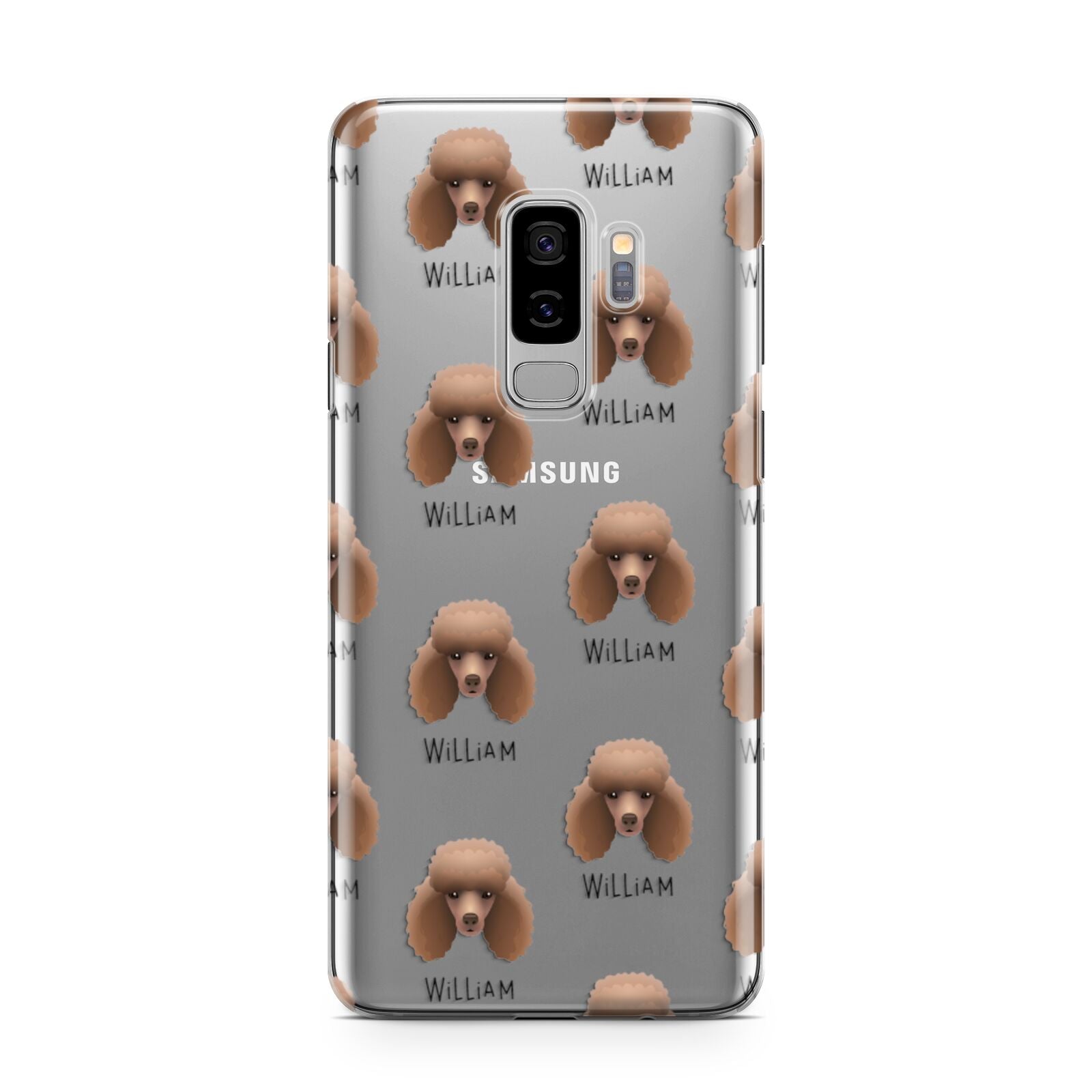 Miniature Poodle Icon with Name Samsung Galaxy S9 Plus Case on Silver phone