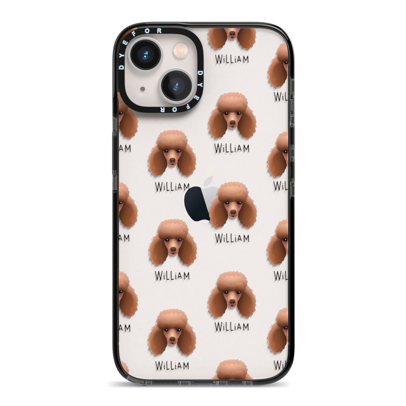 Miniature Poodle Icon with Name iPhone 13 Black Impact Case on Silver phone