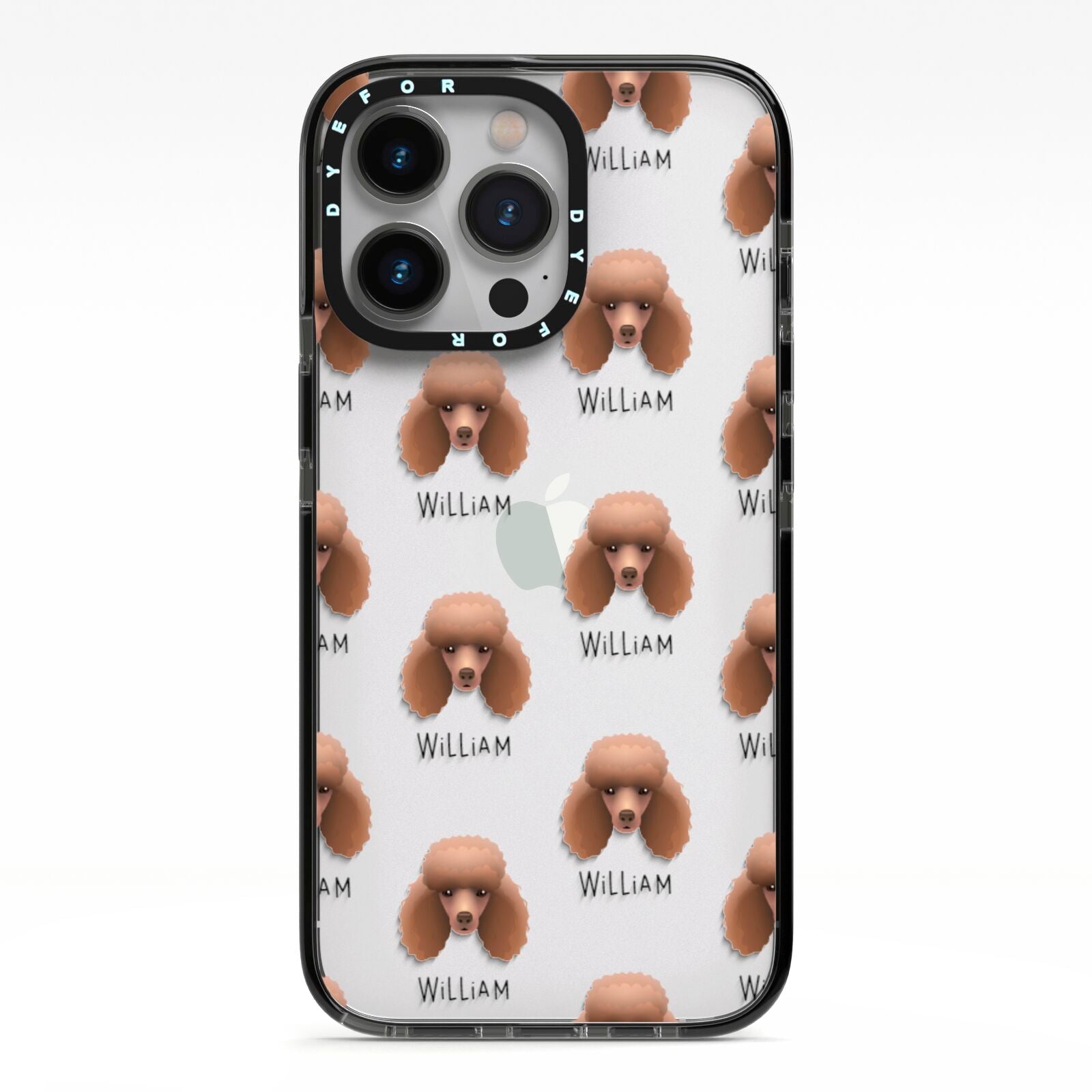 Miniature Poodle Icon with Name iPhone 13 Pro Black Impact Case on Silver phone