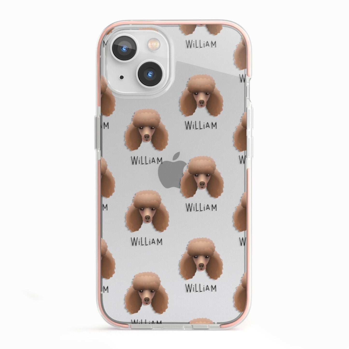 Miniature Poodle Icon with Name iPhone 13 TPU Impact Case with Pink Edges