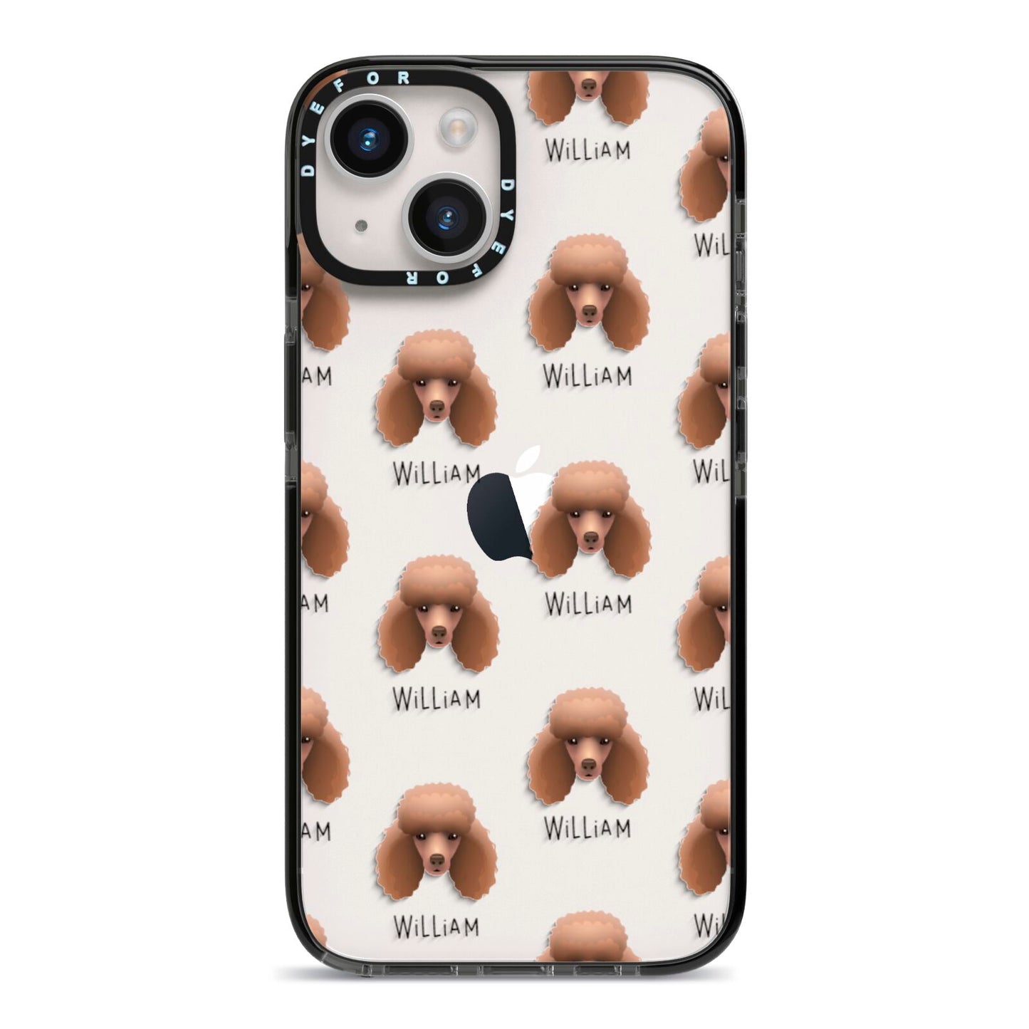 Miniature Poodle Icon with Name iPhone 14 Black Impact Case on Silver phone