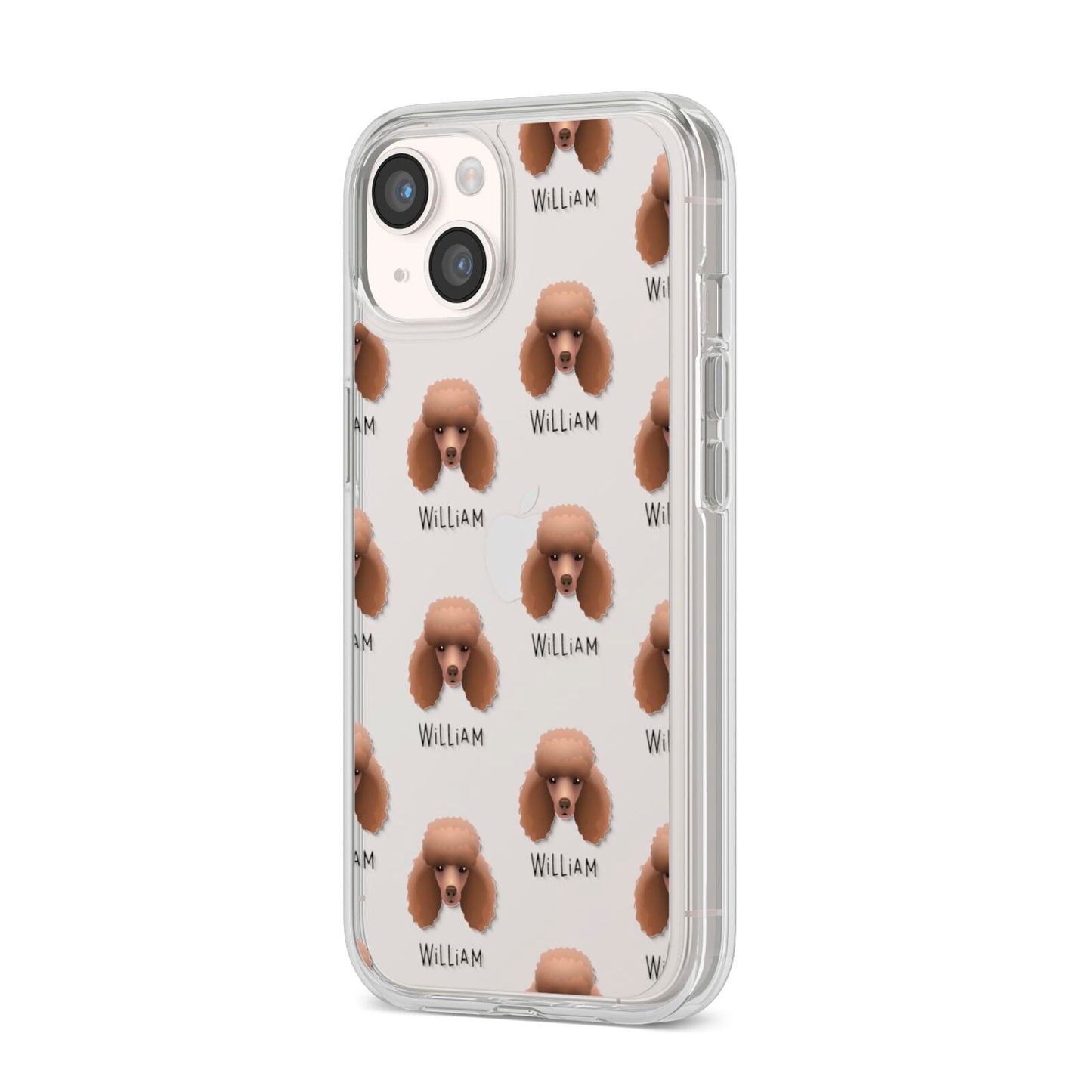 Miniature Poodle Icon with Name iPhone 14 Clear Tough Case Starlight Angled Image