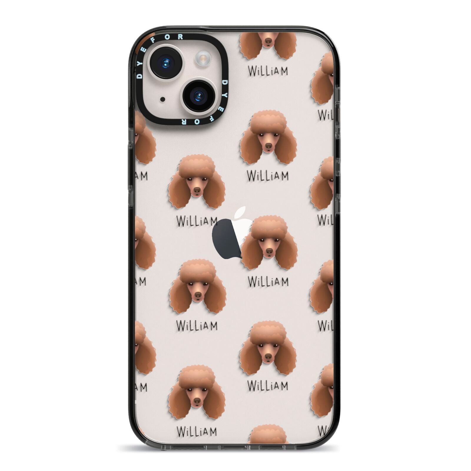 Miniature Poodle Icon with Name iPhone 14 Plus Black Impact Case on Silver phone