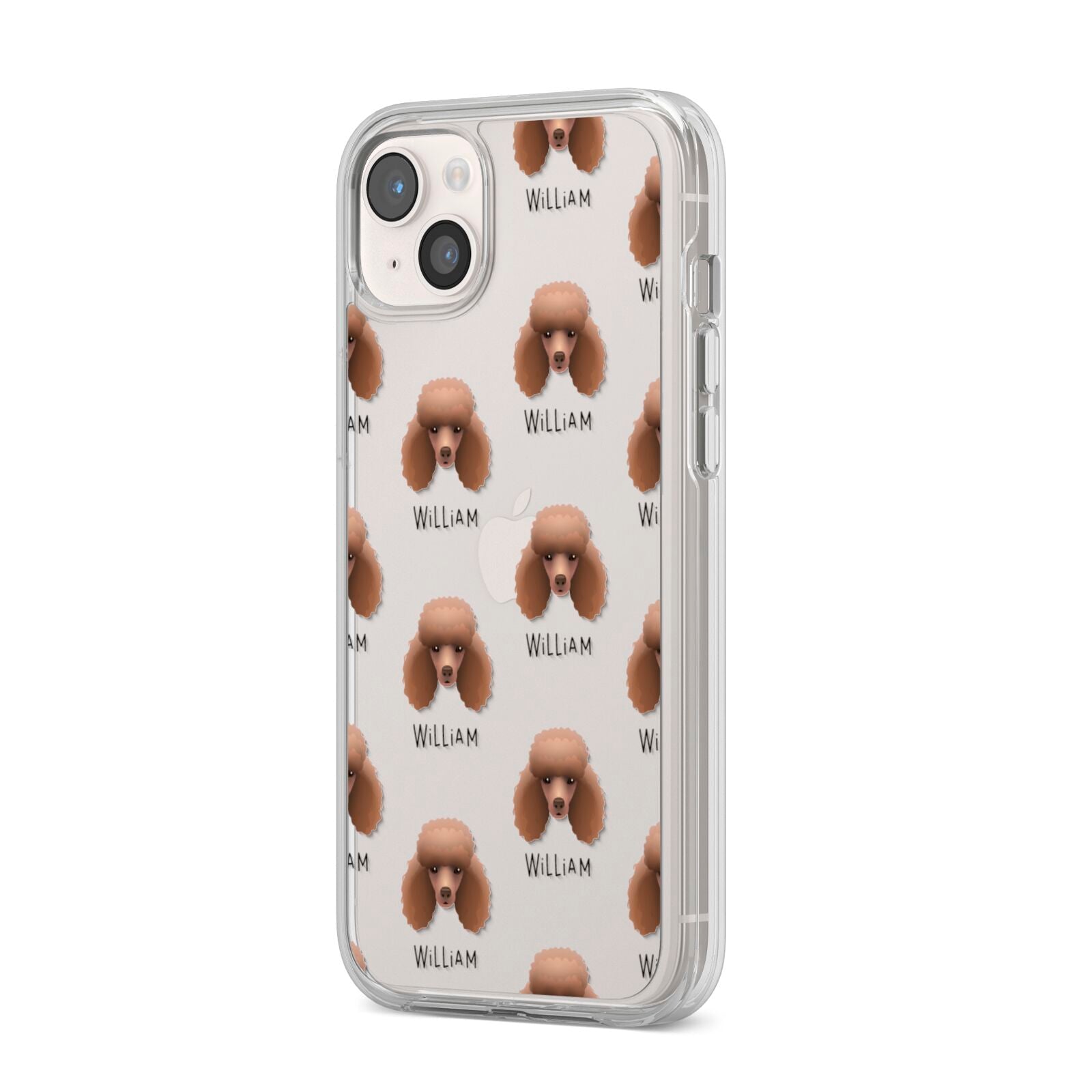 Miniature Poodle Icon with Name iPhone 14 Plus Clear Tough Case Starlight Angled Image