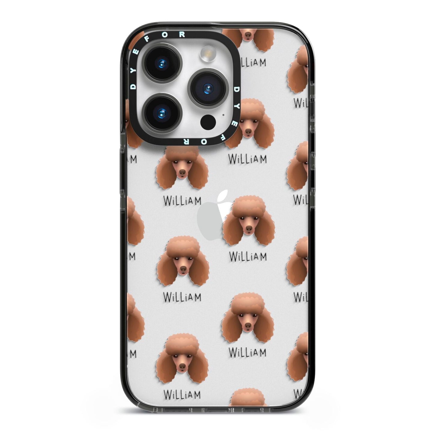 Miniature Poodle Icon with Name iPhone 14 Pro Black Impact Case on Silver phone