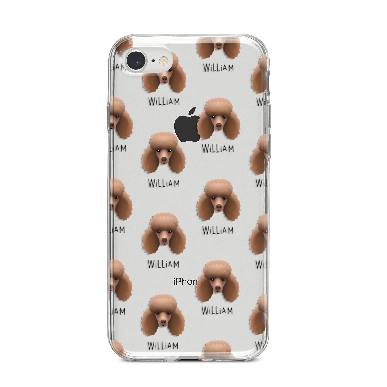 Miniature Poodle Icon with Name iPhone 8 Bumper Case on Silver iPhone