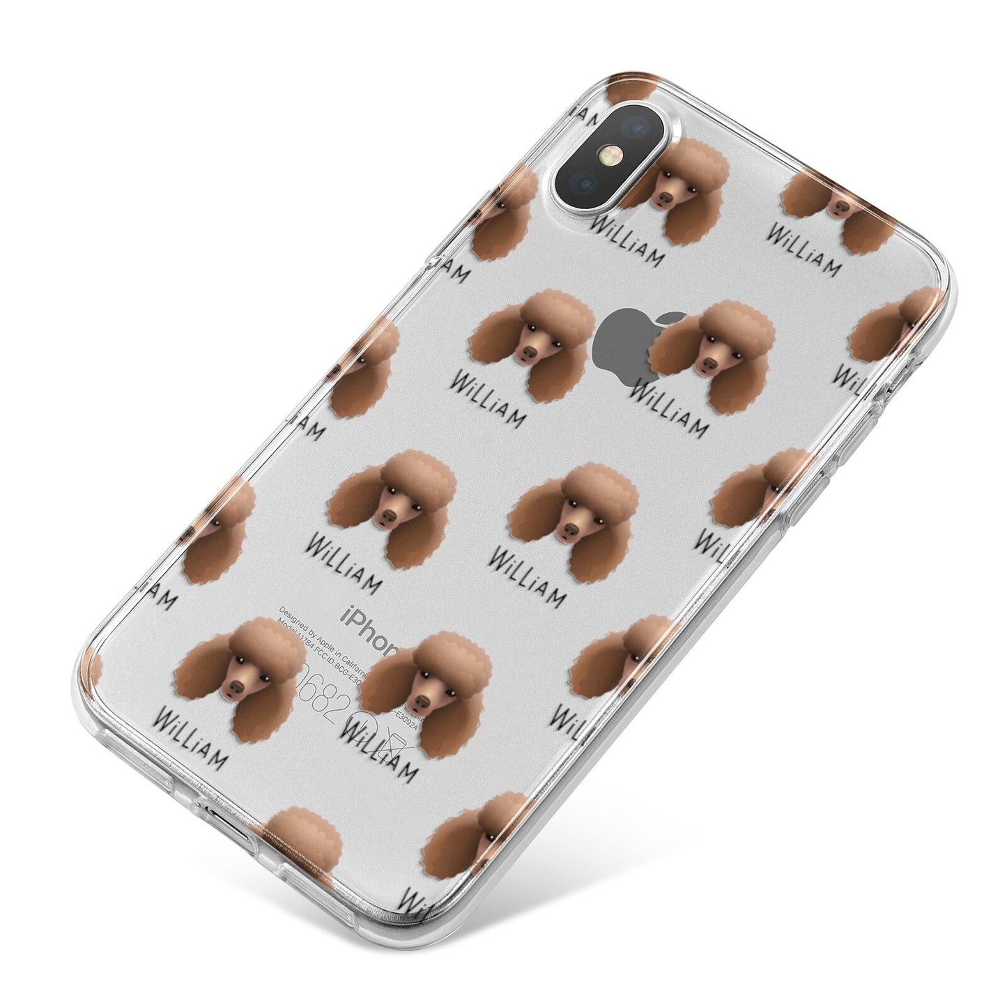 Miniature Poodle Icon with Name iPhone X Bumper Case on Silver iPhone