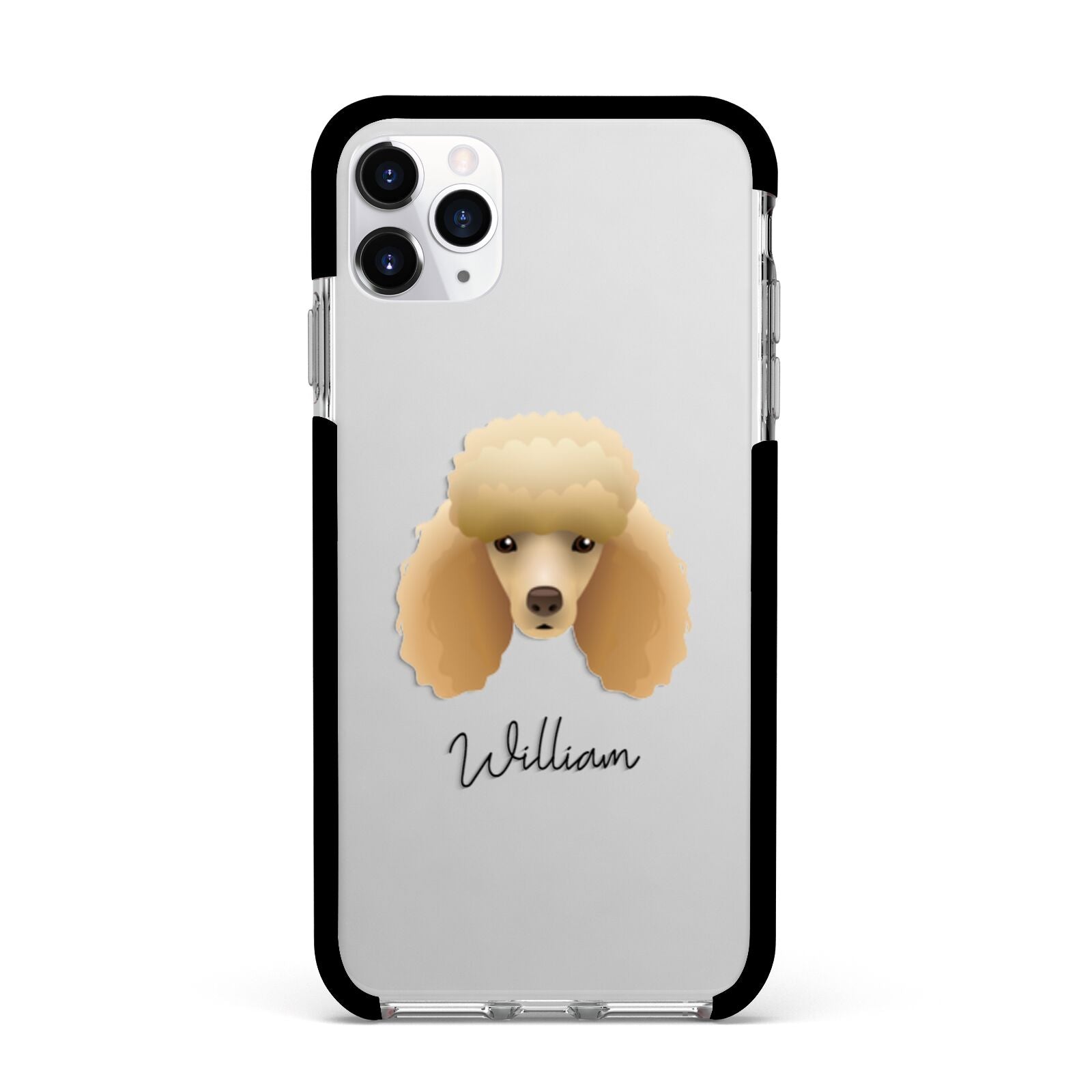 Miniature Poodle Personalised Apple iPhone 11 Pro Max in Silver with Black Impact Case