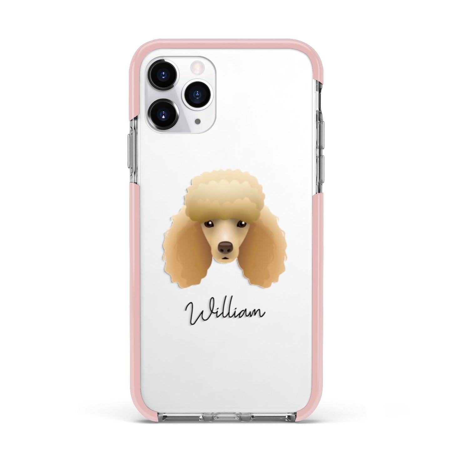 Miniature Poodle Personalised Apple iPhone 11 Pro in Silver with Pink Impact Case