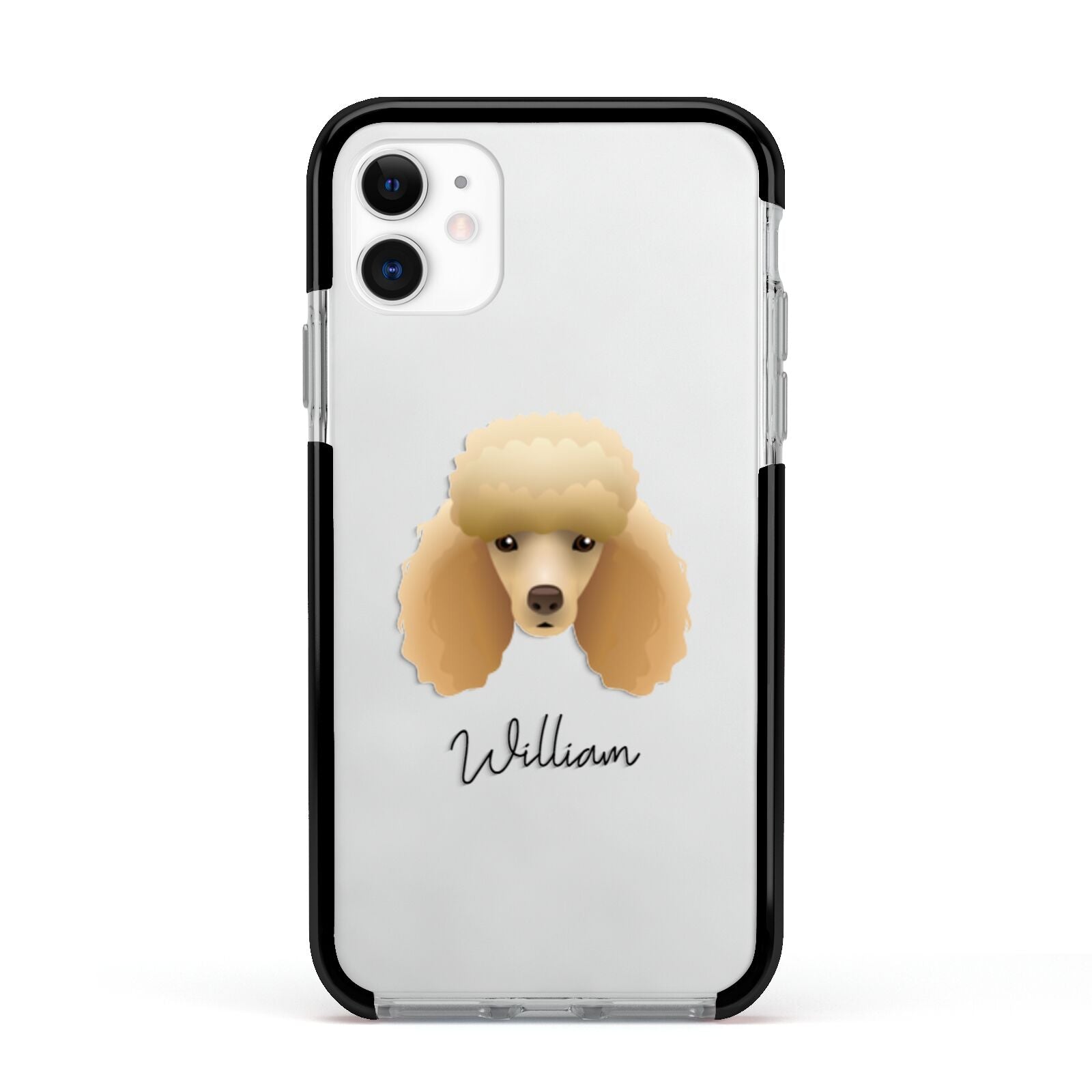 Miniature Poodle Personalised Apple iPhone 11 in White with Black Impact Case