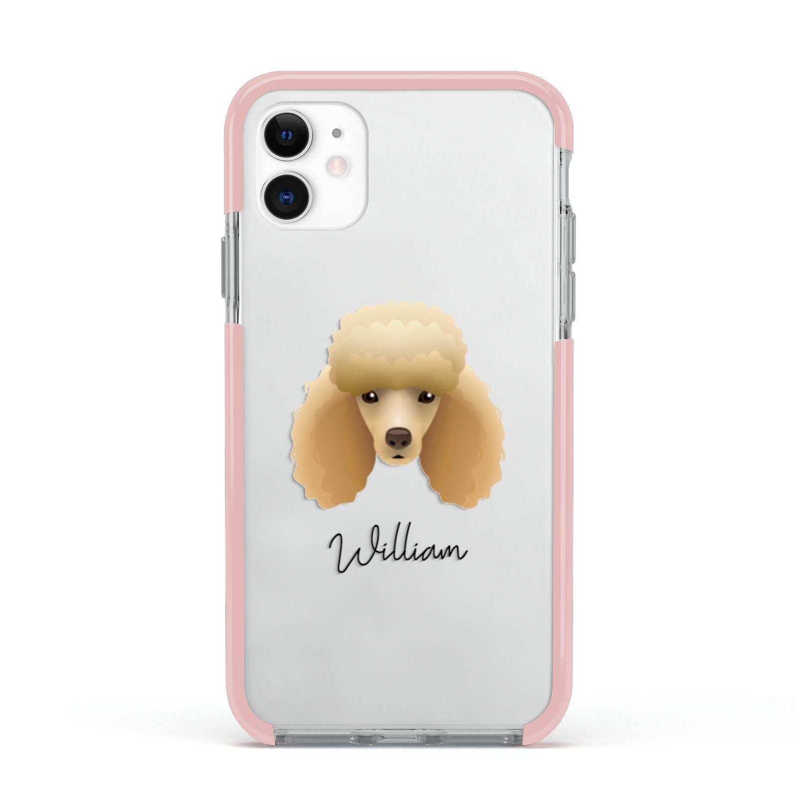 Miniature Poodle Personalised Apple iPhone 11 in White with Pink Impact Case