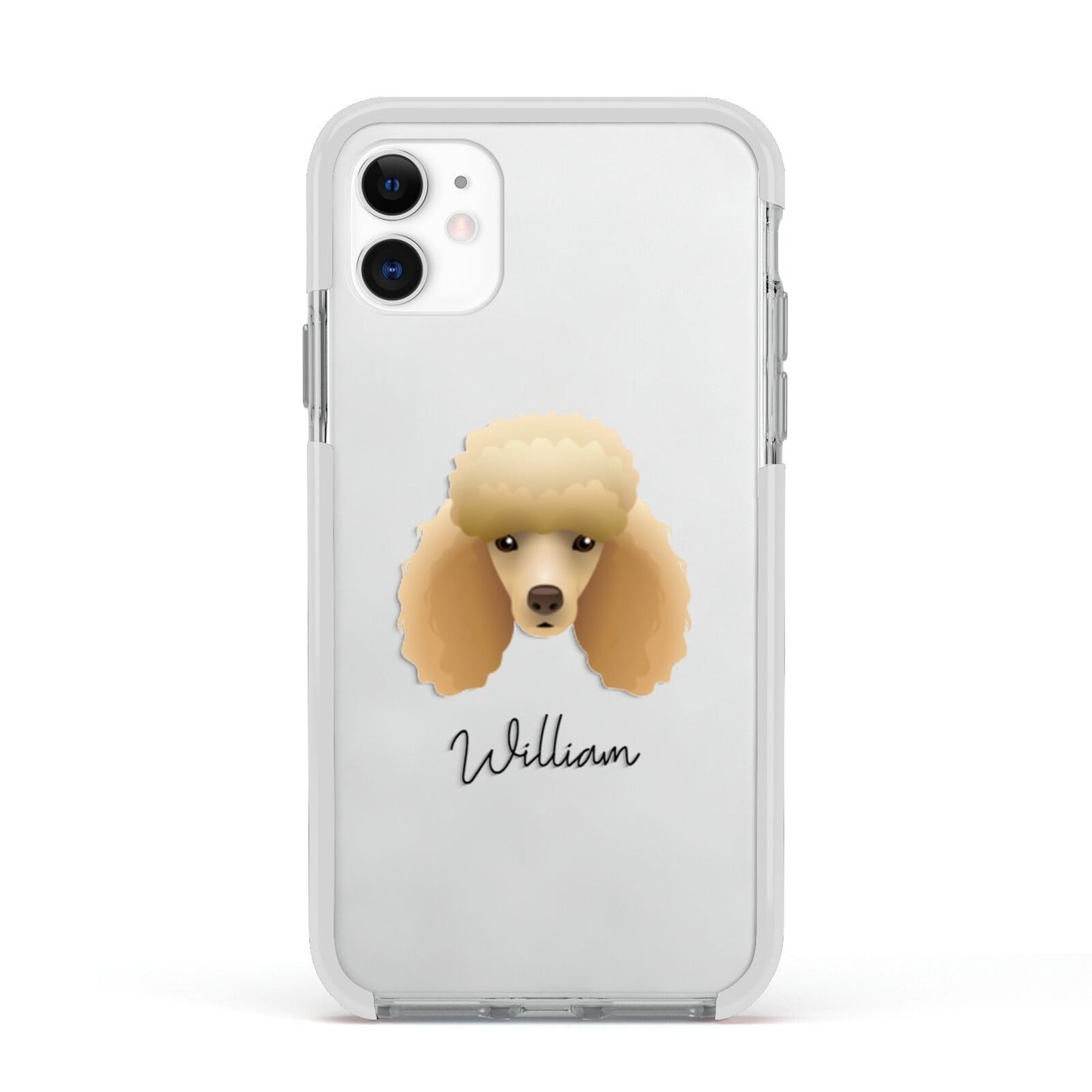 Miniature Poodle Personalised Apple iPhone 11 in White with White Impact Case