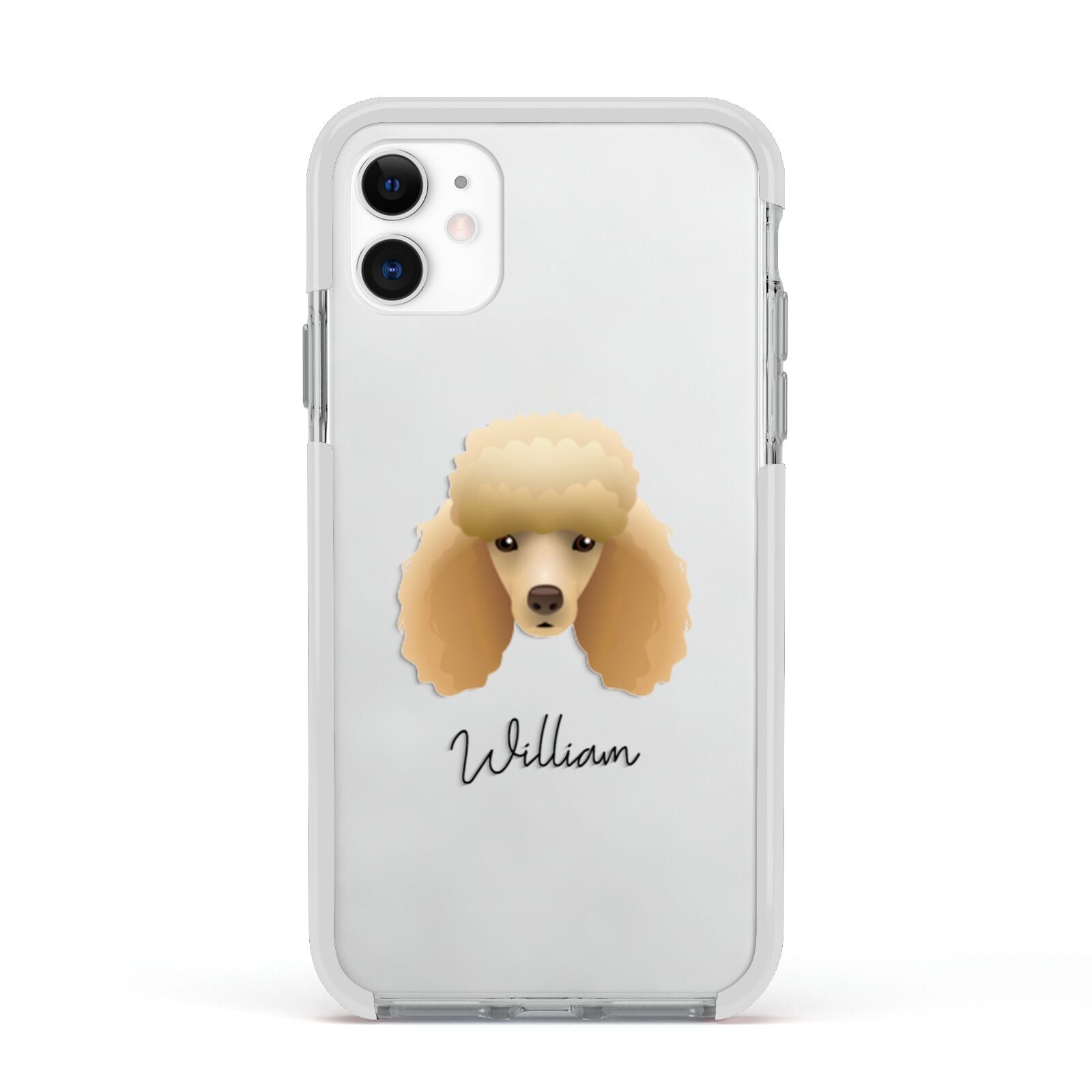 Miniature Poodle Personalised Apple iPhone 11 in White with White Impact Case