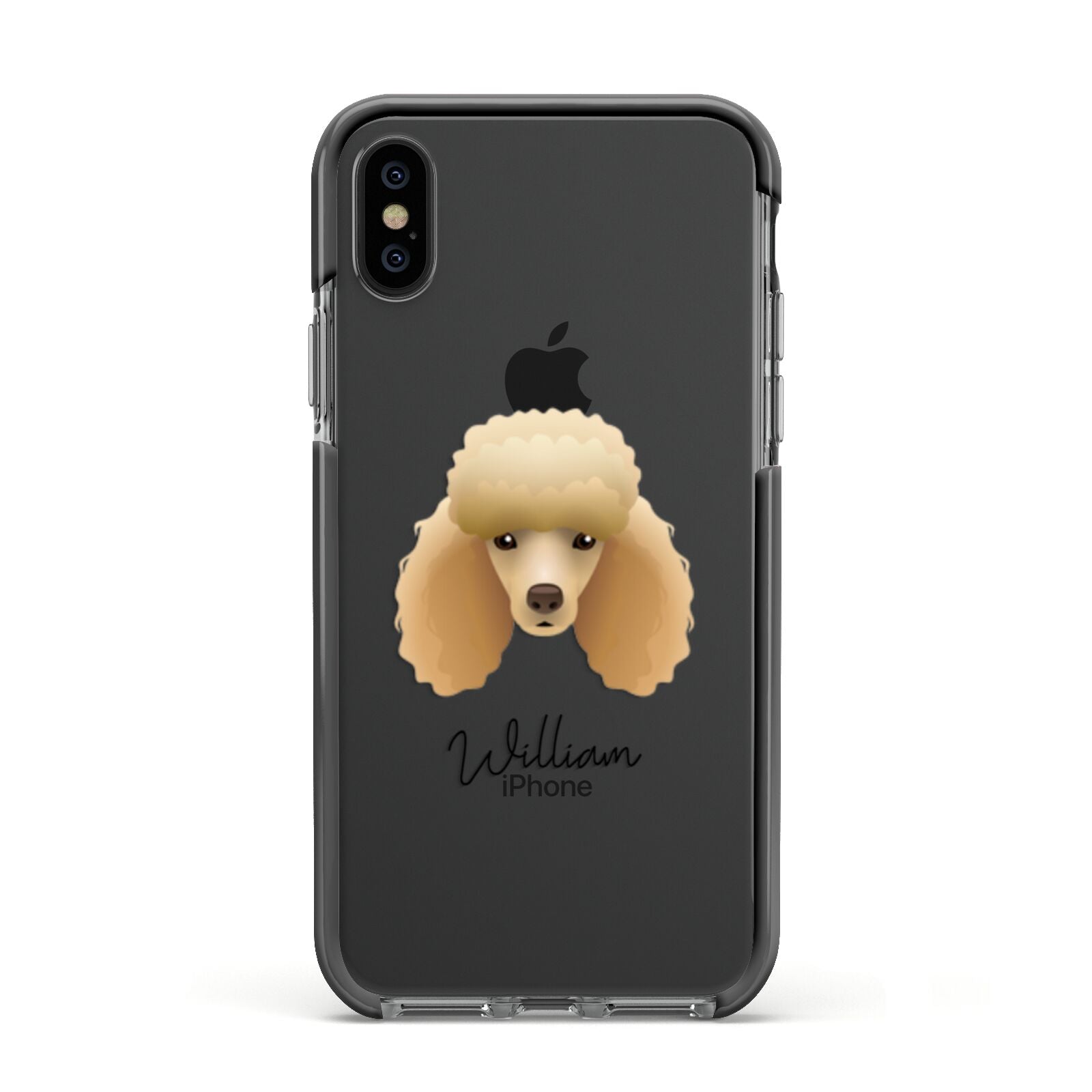 Miniature Poodle Personalised Apple iPhone Xs Impact Case Black Edge on Black Phone