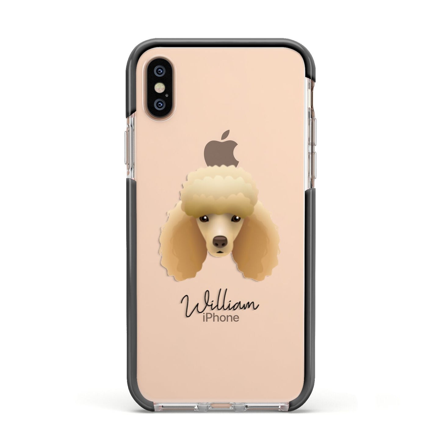 Miniature Poodle Personalised Apple iPhone Xs Impact Case Black Edge on Gold Phone