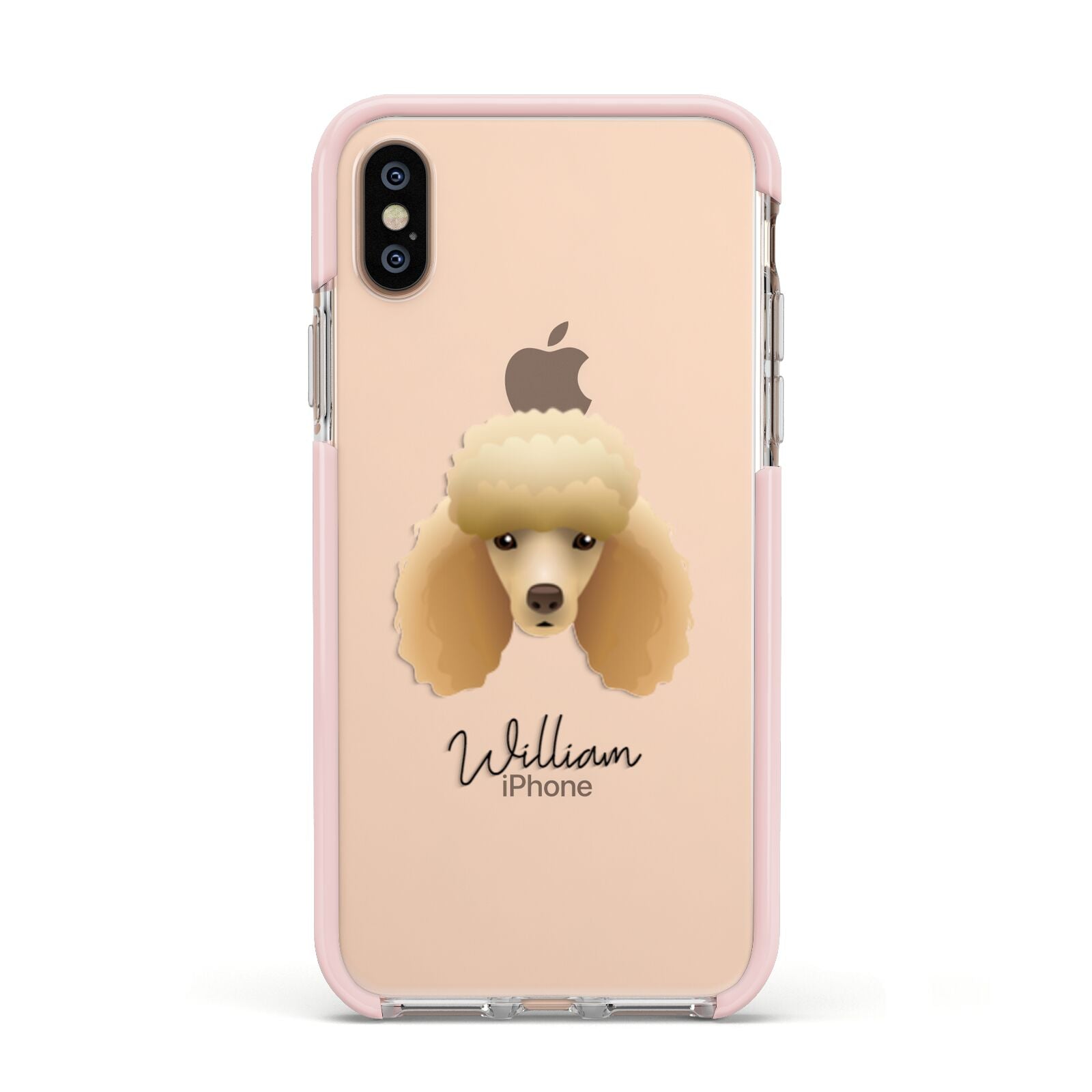 Miniature Poodle Personalised Apple iPhone Xs Impact Case Pink Edge on Gold Phone