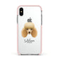 Miniature Poodle Personalised Apple iPhone Xs Impact Case Pink Edge on Silver Phone
