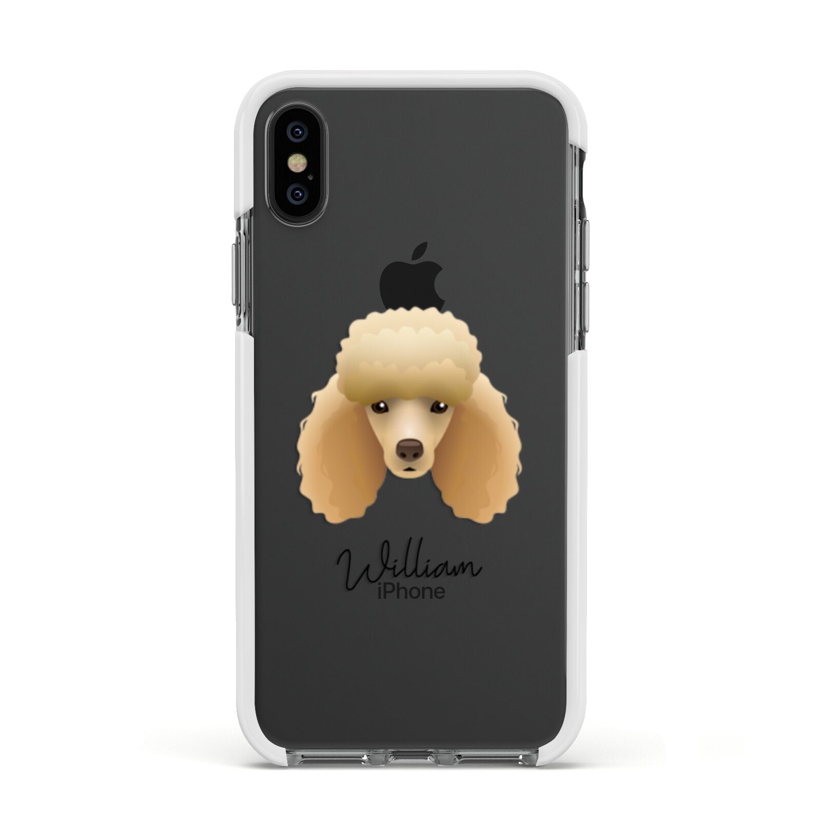 Miniature Poodle Personalised Apple iPhone Xs Impact Case White Edge on Black Phone