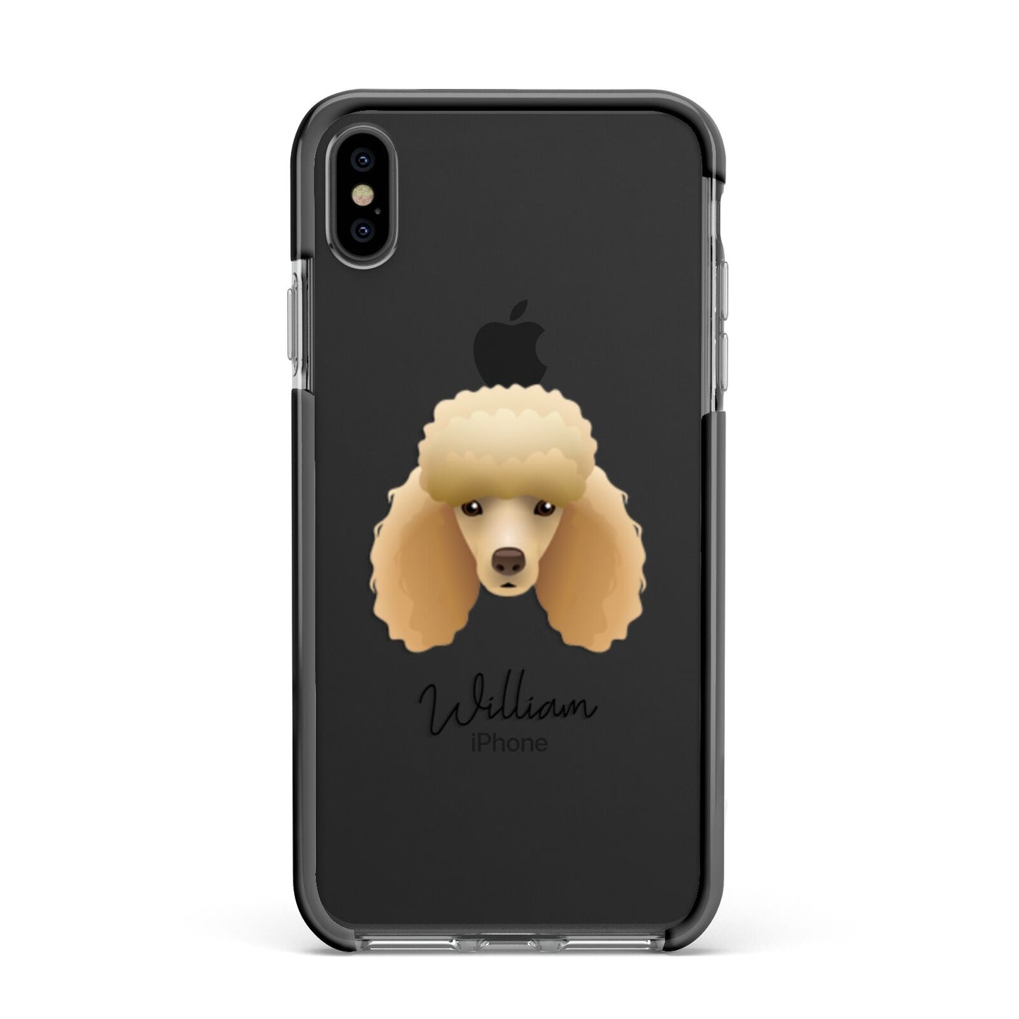 Miniature Poodle Personalised Apple iPhone Xs Max Impact Case Black Edge on Black Phone