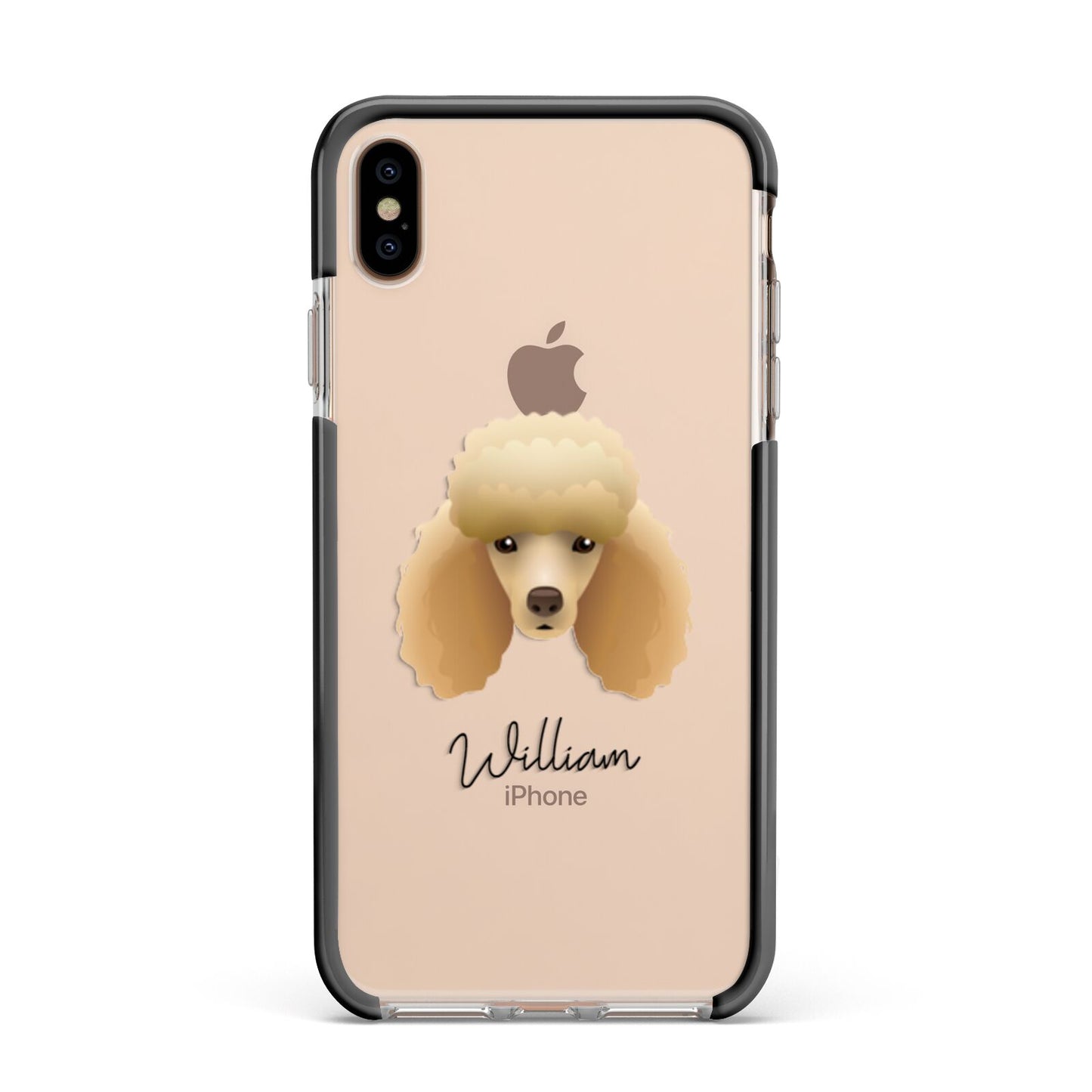 Miniature Poodle Personalised Apple iPhone Xs Max Impact Case Black Edge on Gold Phone