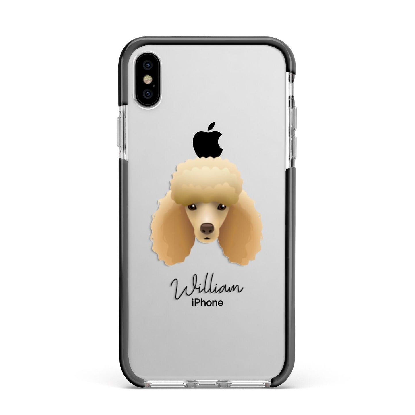 Miniature Poodle Personalised Apple iPhone Xs Max Impact Case Black Edge on Silver Phone