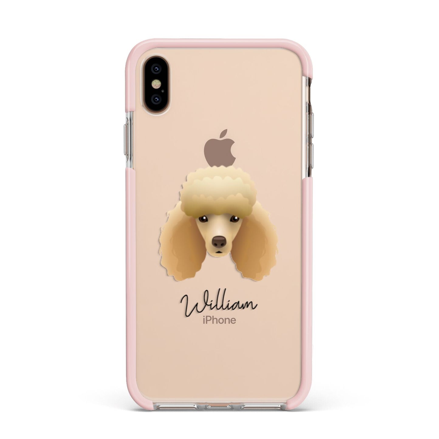 Miniature Poodle Personalised Apple iPhone Xs Max Impact Case Pink Edge on Gold Phone