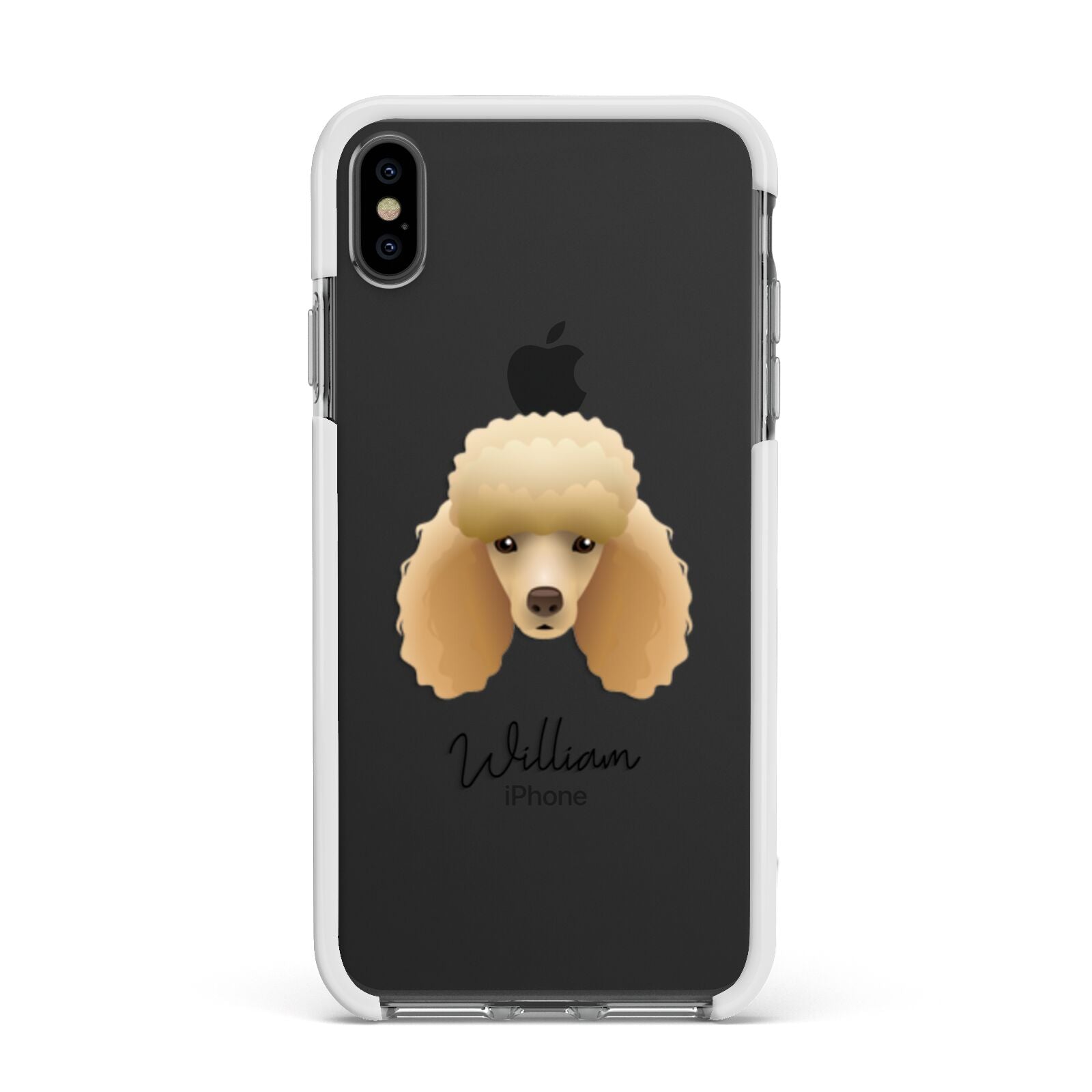 Miniature Poodle Personalised Apple iPhone Xs Max Impact Case White Edge on Black Phone