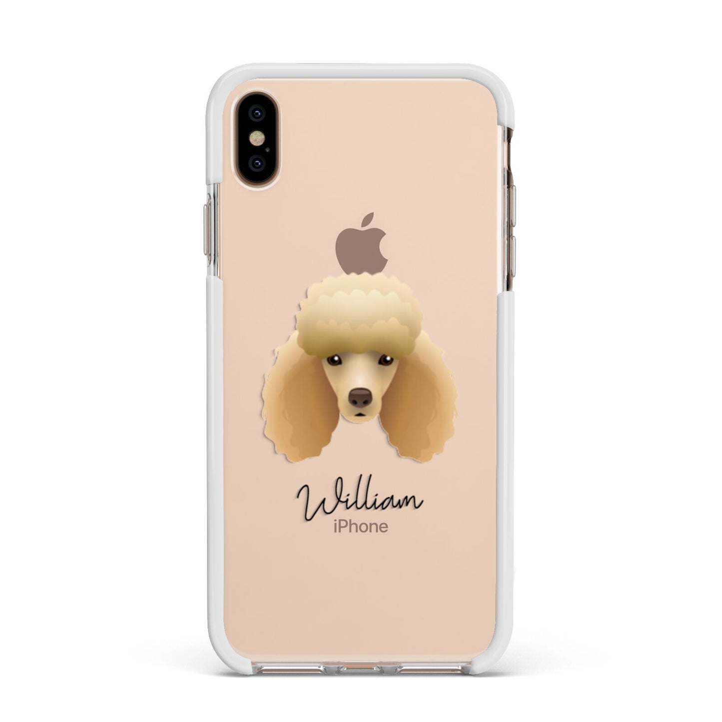 Miniature Poodle Personalised Apple iPhone Xs Max Impact Case White Edge on Gold Phone