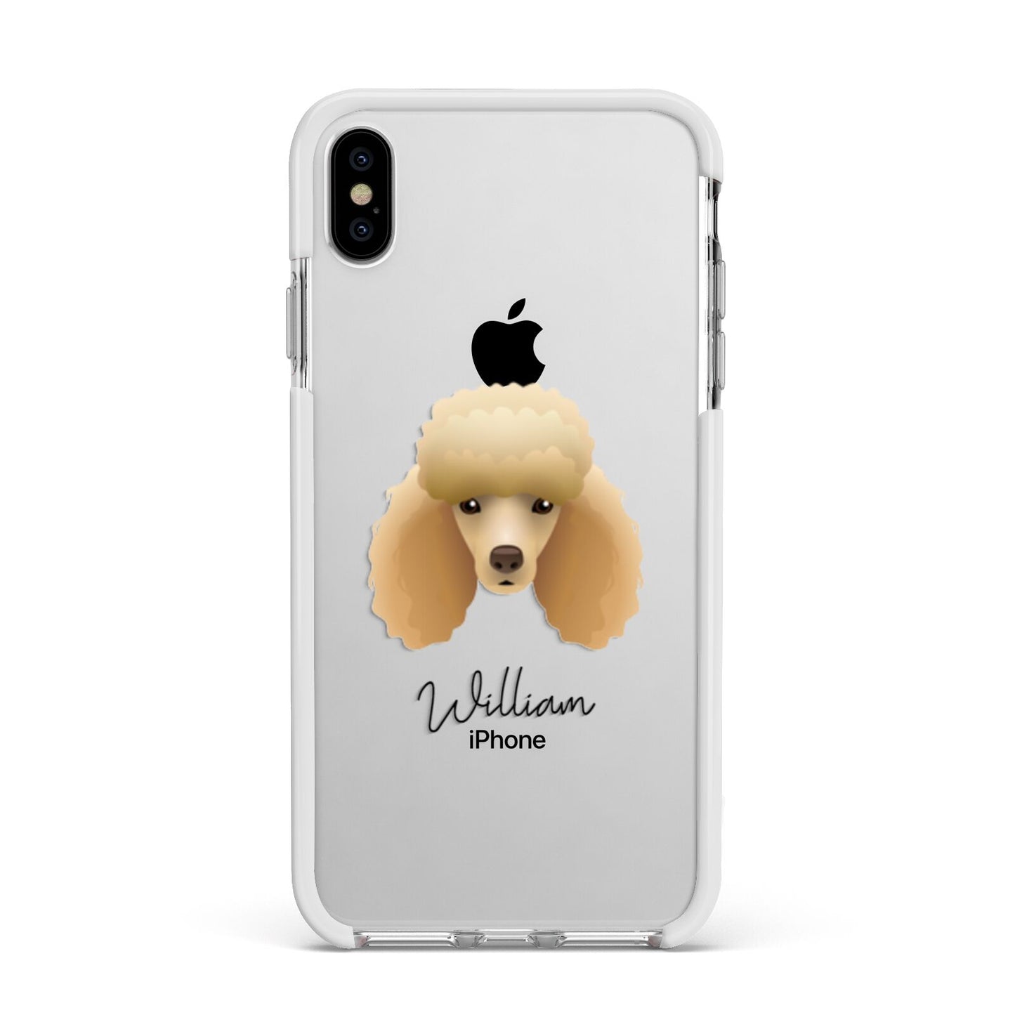 Miniature Poodle Personalised Apple iPhone Xs Max Impact Case White Edge on Silver Phone