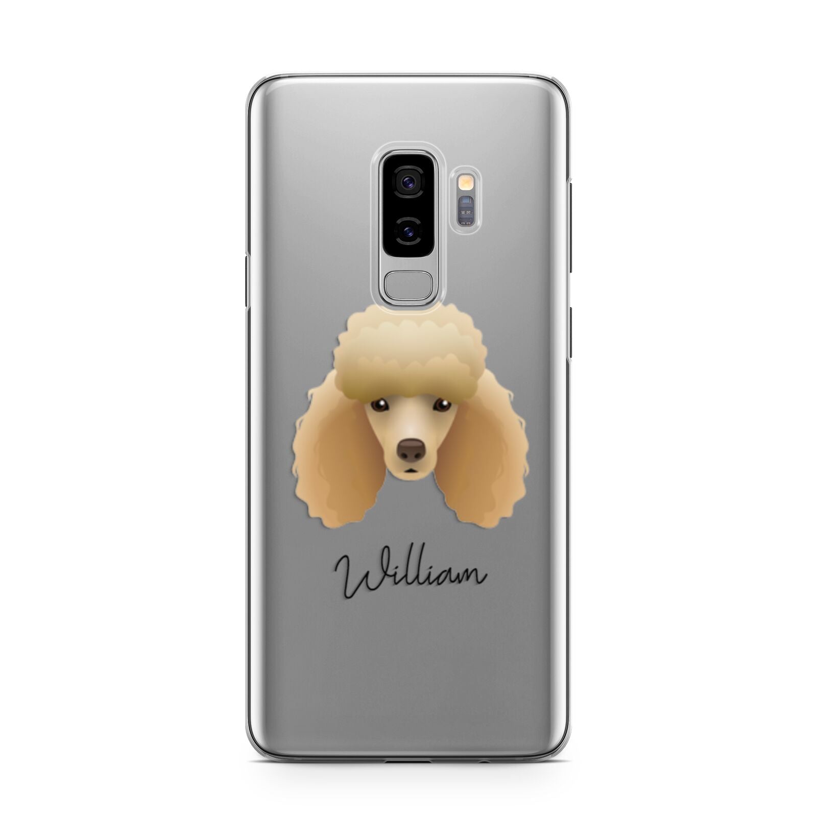 Miniature Poodle Personalised Samsung Galaxy S9 Plus Case on Silver phone