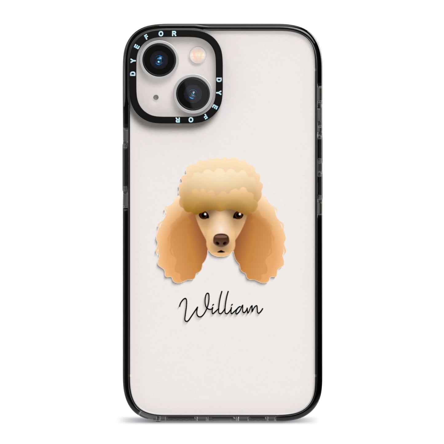 Miniature Poodle Personalised iPhone 13 Black Impact Case on Silver phone