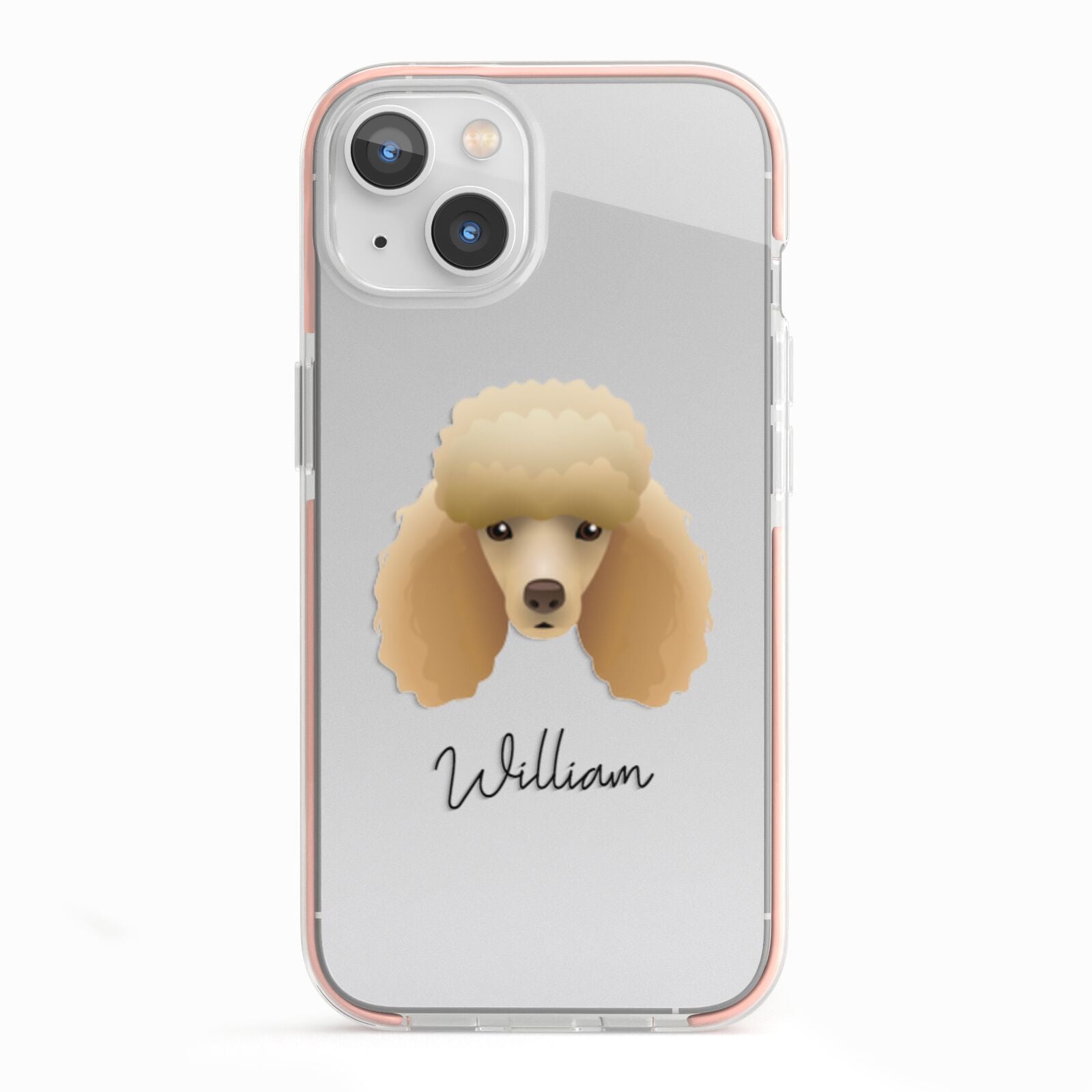 Miniature Poodle Personalised iPhone 13 TPU Impact Case with Pink Edges