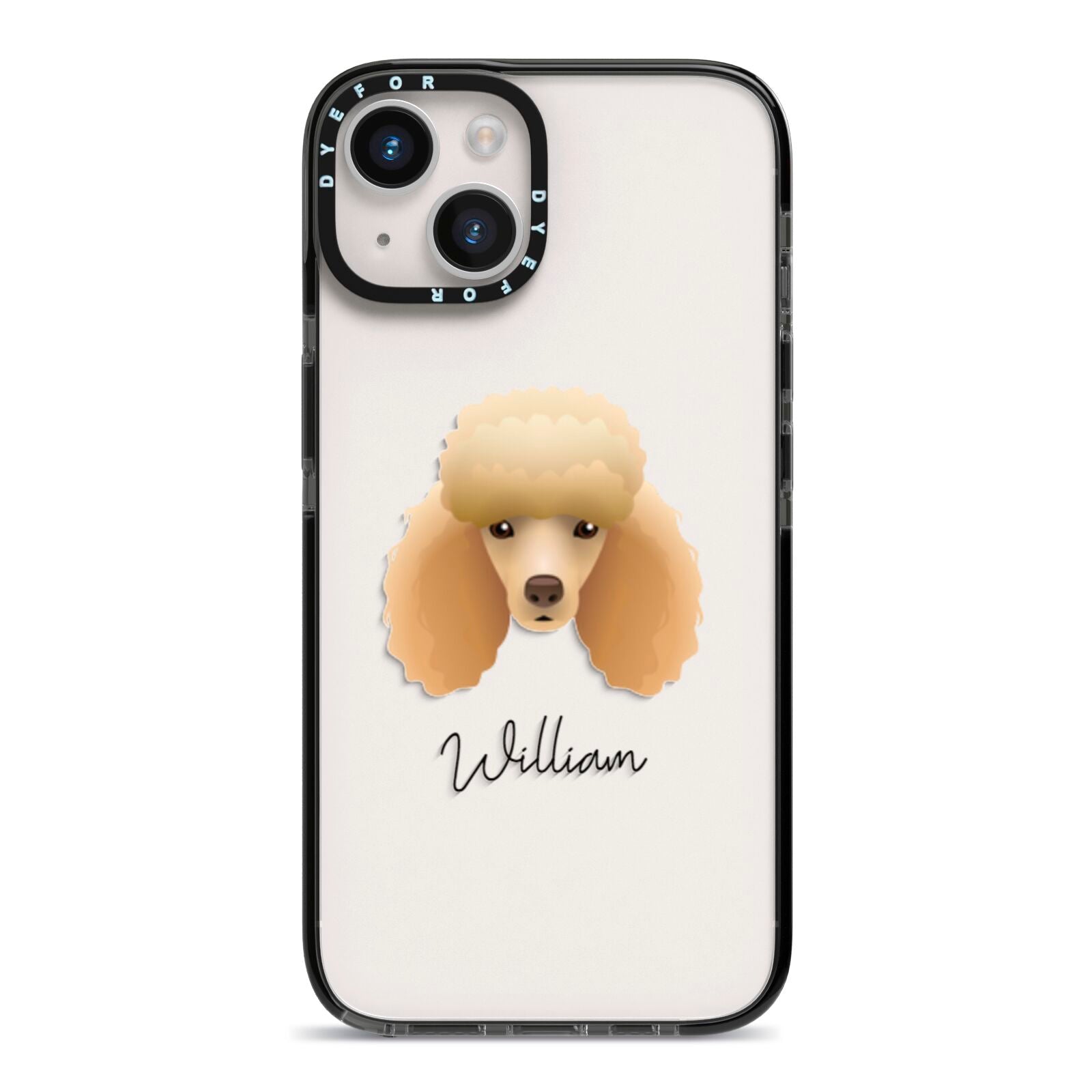 Miniature Poodle Personalised iPhone 14 Black Impact Case on Silver phone