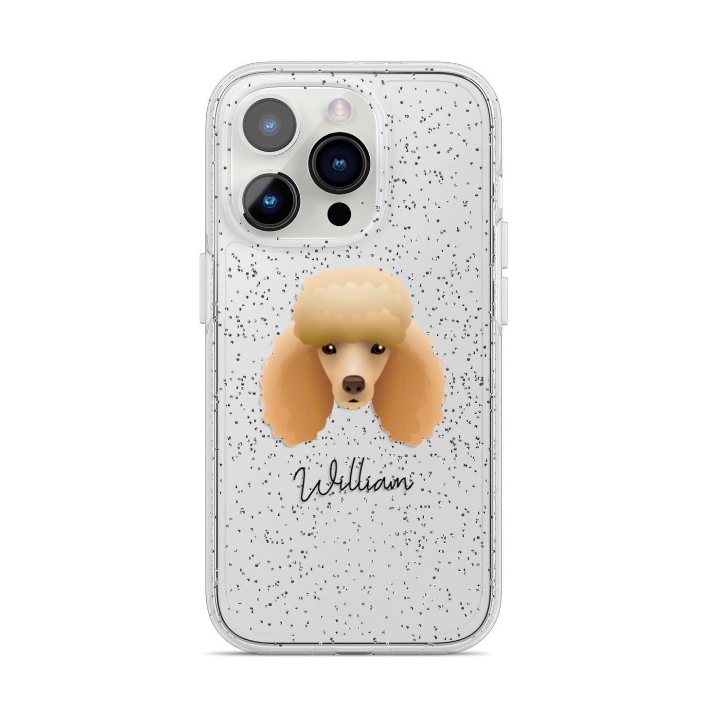 Miniature Poodle Personalised iPhone 14 Pro Glitter Tough Case Silver