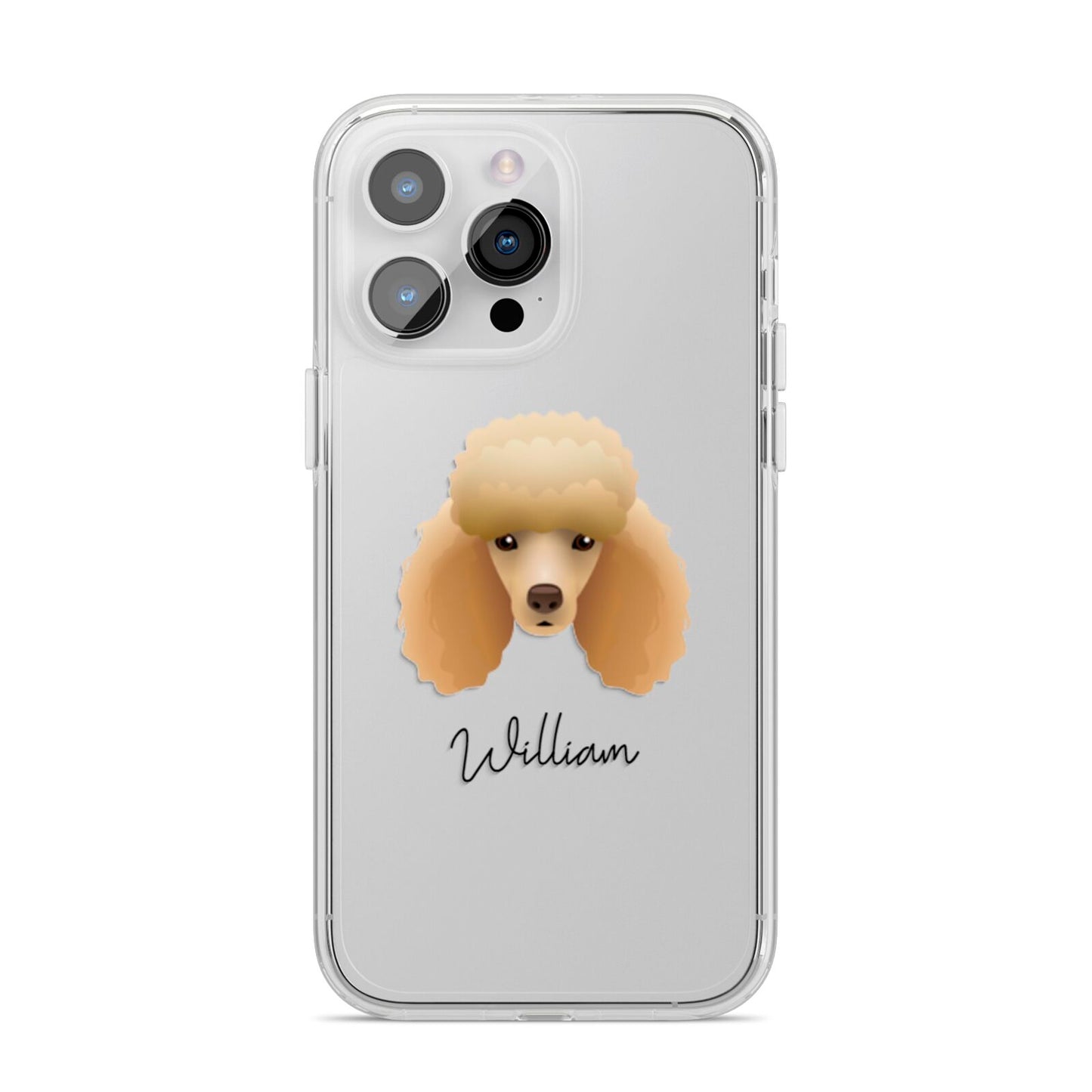 Miniature Poodle Personalised iPhone 14 Pro Max Clear Tough Case Silver