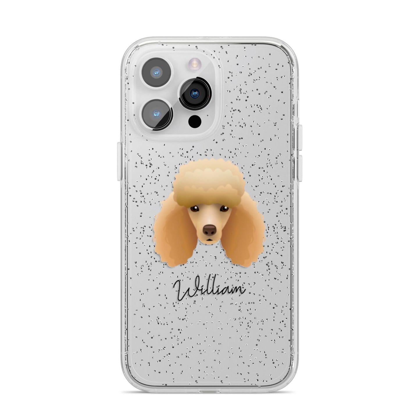 Miniature Poodle Personalised iPhone 14 Pro Max Glitter Tough Case Silver