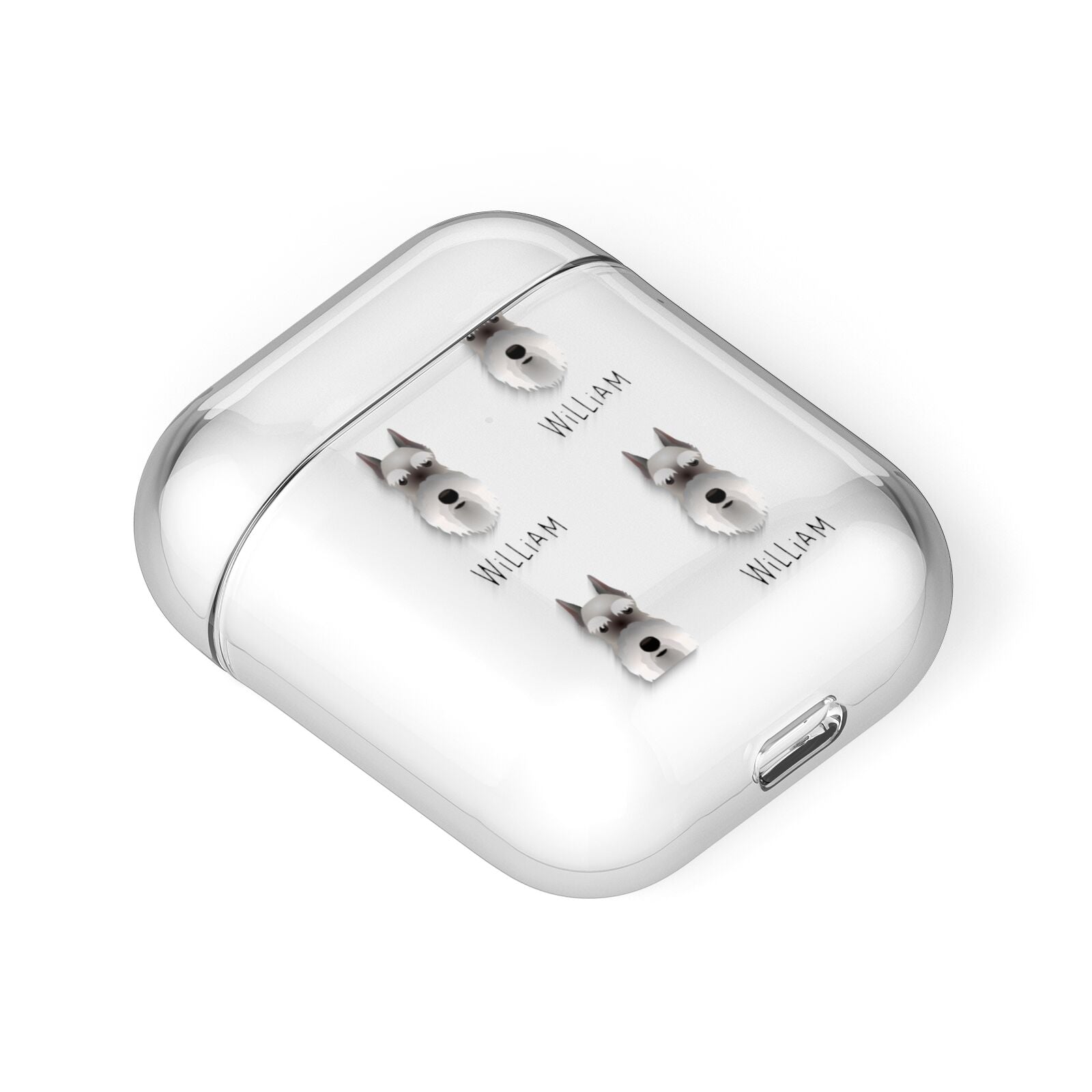 Miniature Schnauzer Icon with Name AirPods Case Laid Flat