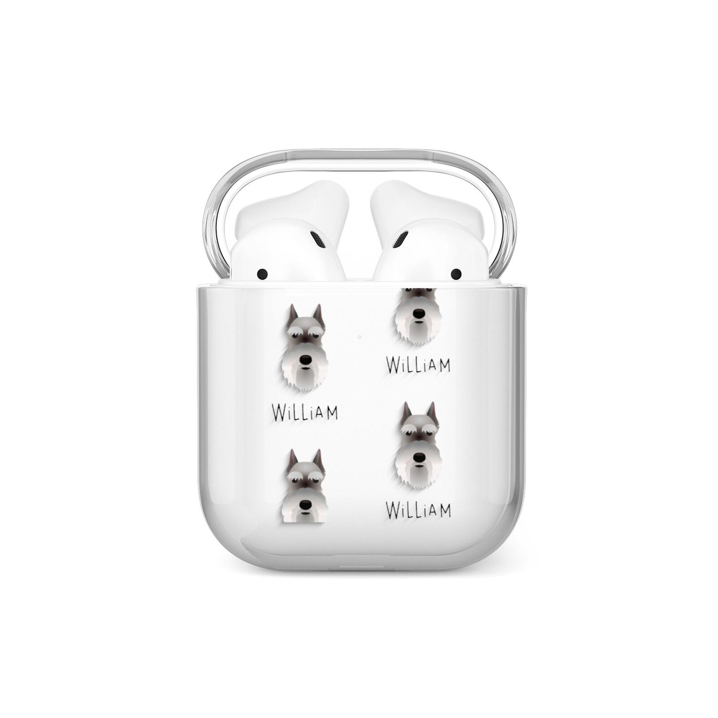 Miniature Schnauzer Icon with Name AirPods Case