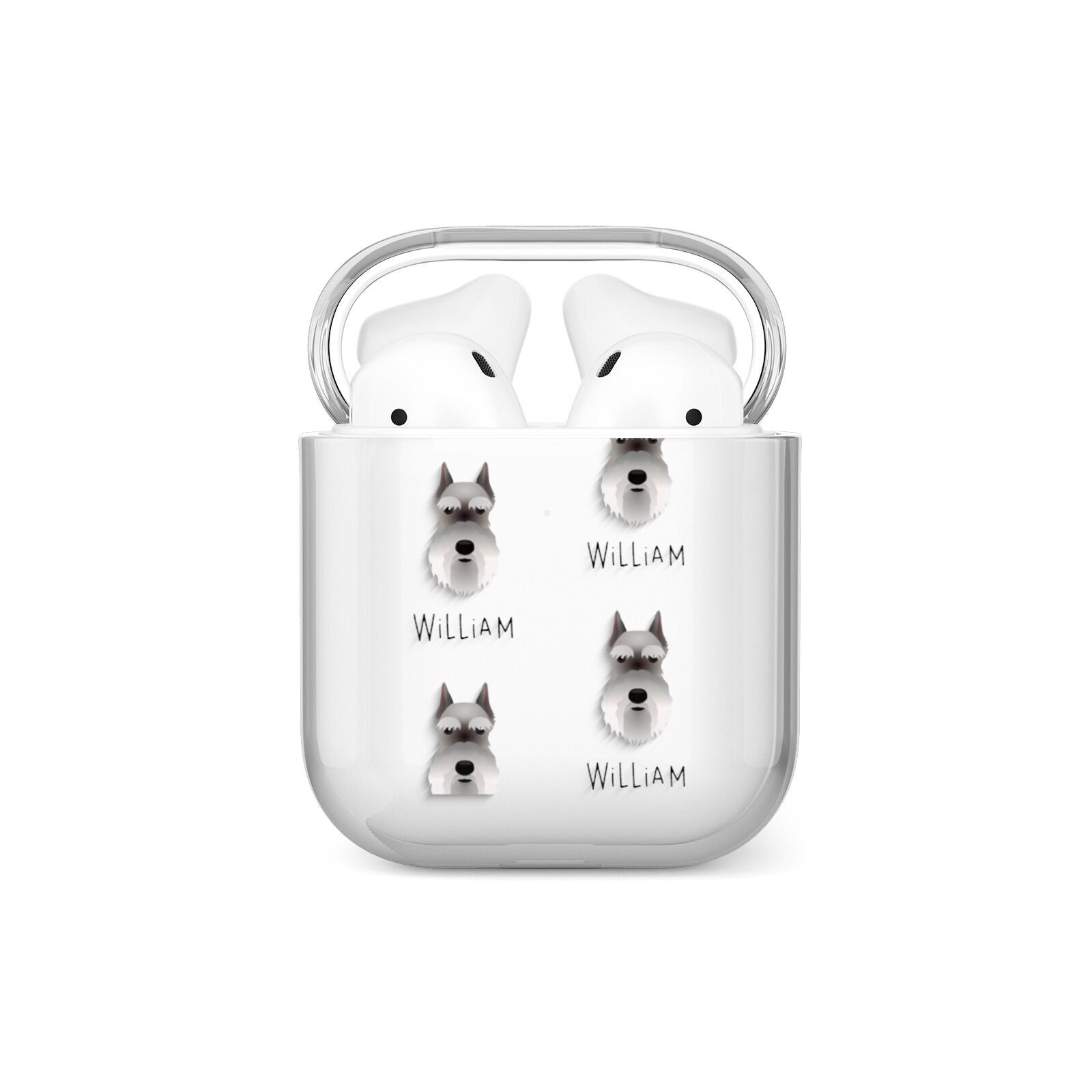 Miniature Schnauzer Icon with Name AirPods Case